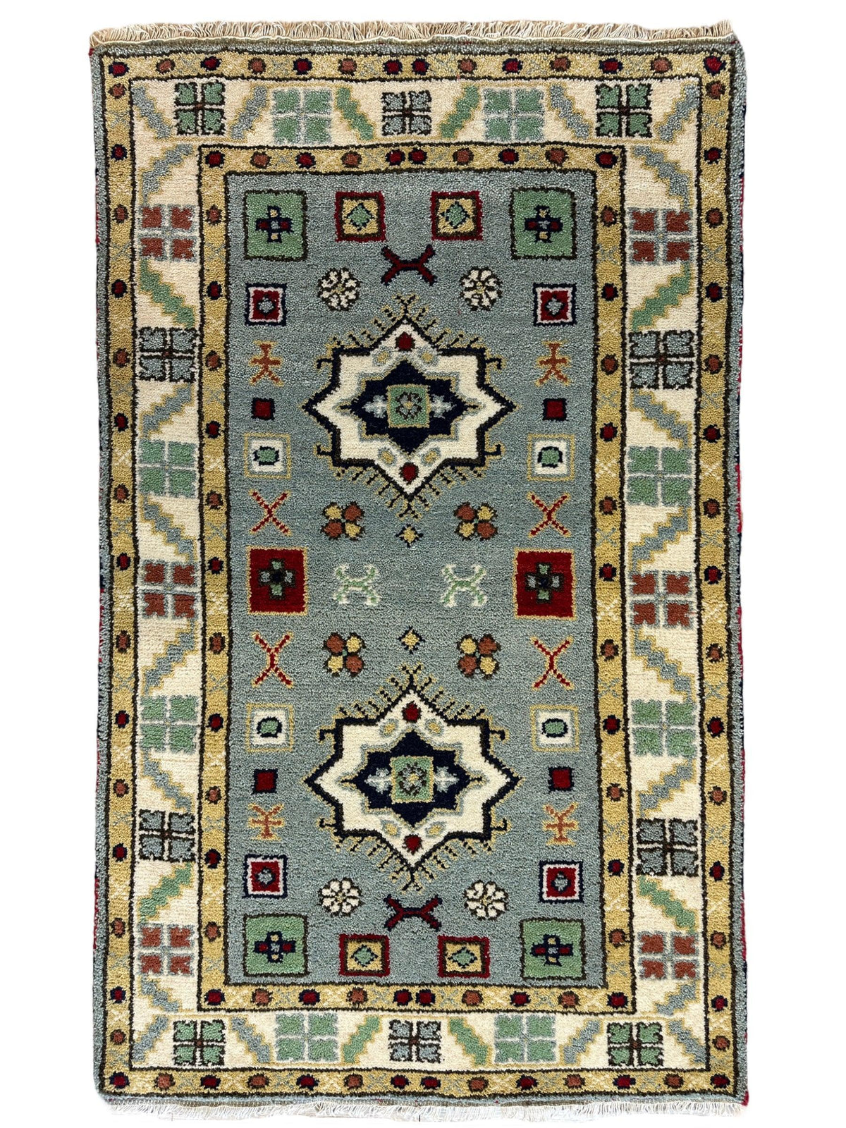 Indian Oushak Rug 3'2" x 5'2", Hand-Knotted Wool, Ivory & Beige