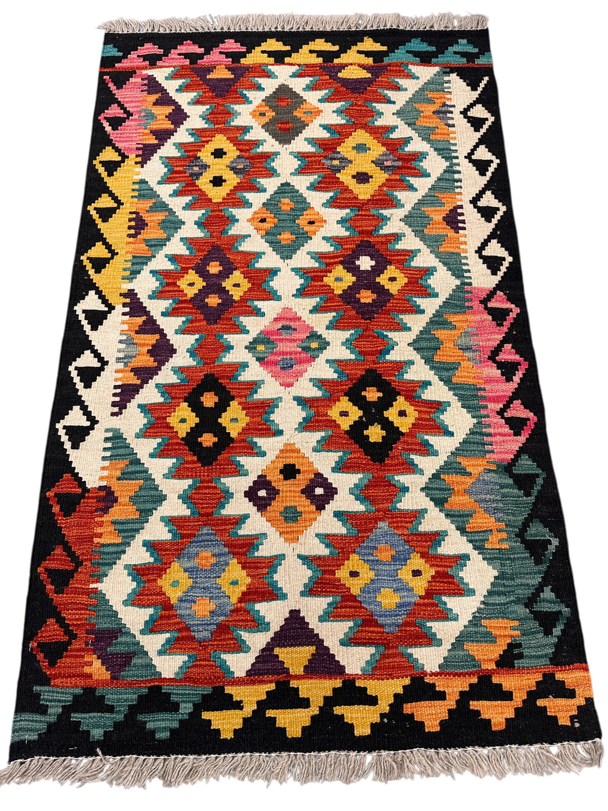 Afghan Kilim Rug 2'7" x 4'4", Hand-Woven Wool, No. 547P, view 2