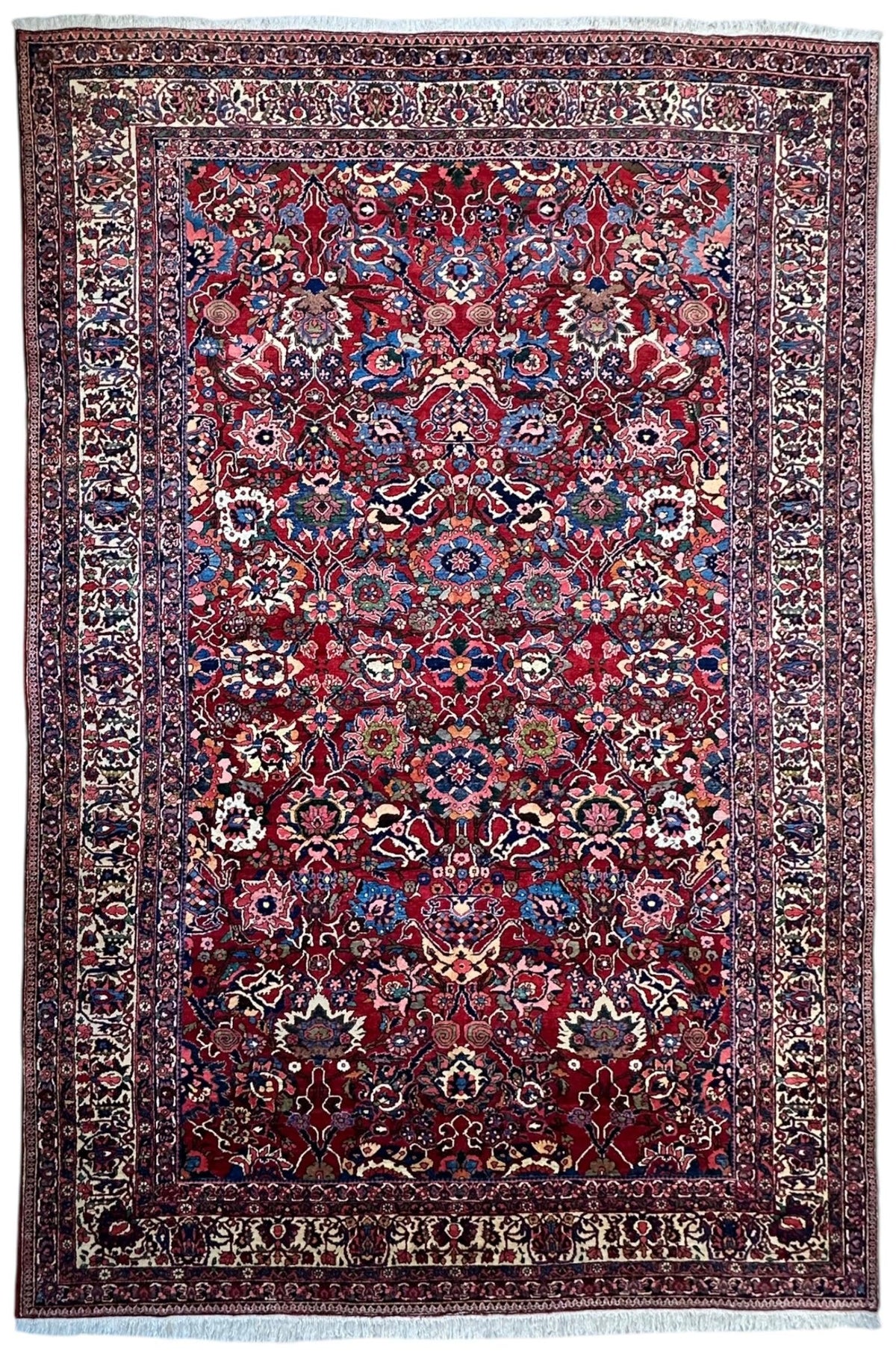 Antique Persian Bakhtiari Rug 8'6" x 13'2", Hand-Knotted Wool, c. 1900