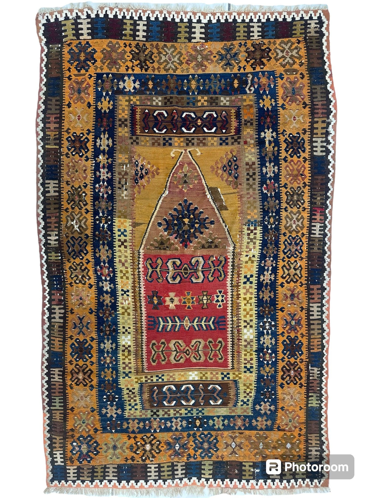 Antique Turkish Prayer Rug 4' x 6'6", Hand-Knotted Wool, 1920s