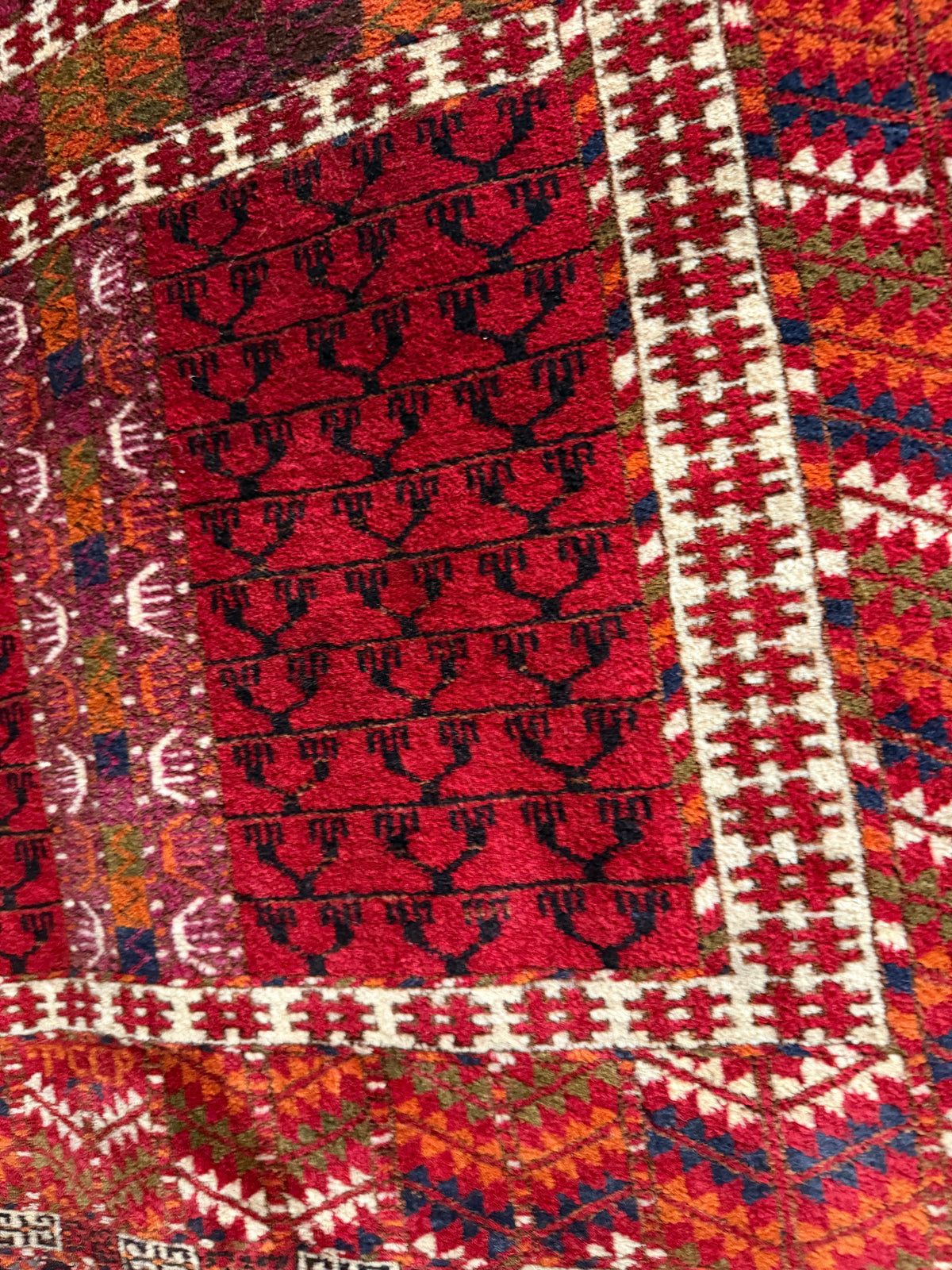 Vintage Afghan Bukhara Rug 3'5" x 4'10", Wool, view 2
