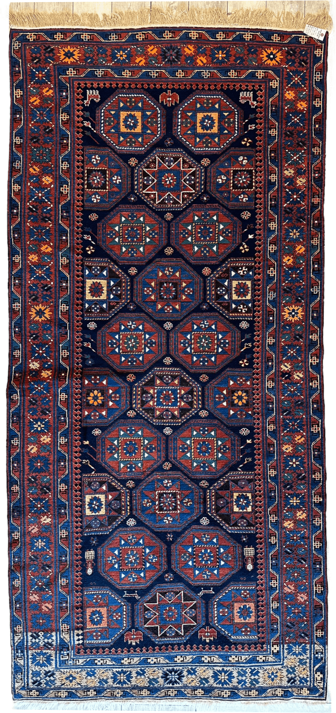 Antique Caucasian Shirvan Rug 4'10" x 10'2", Hand-Knotted Wool, 1880s