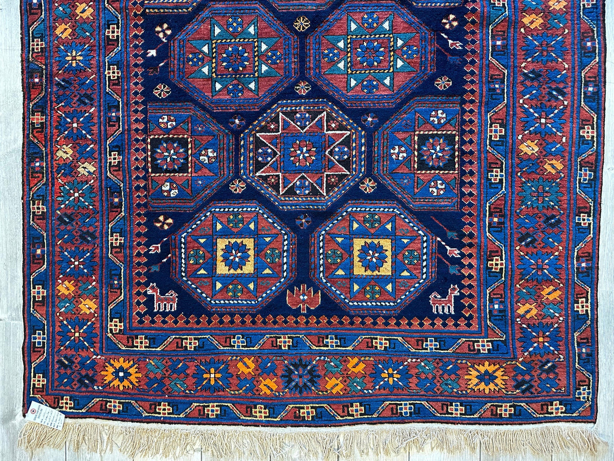 Antique Caucasian Shirvan Rug 4'10" x 10'2", Hand-Knotted Wool, 1880s, view 2