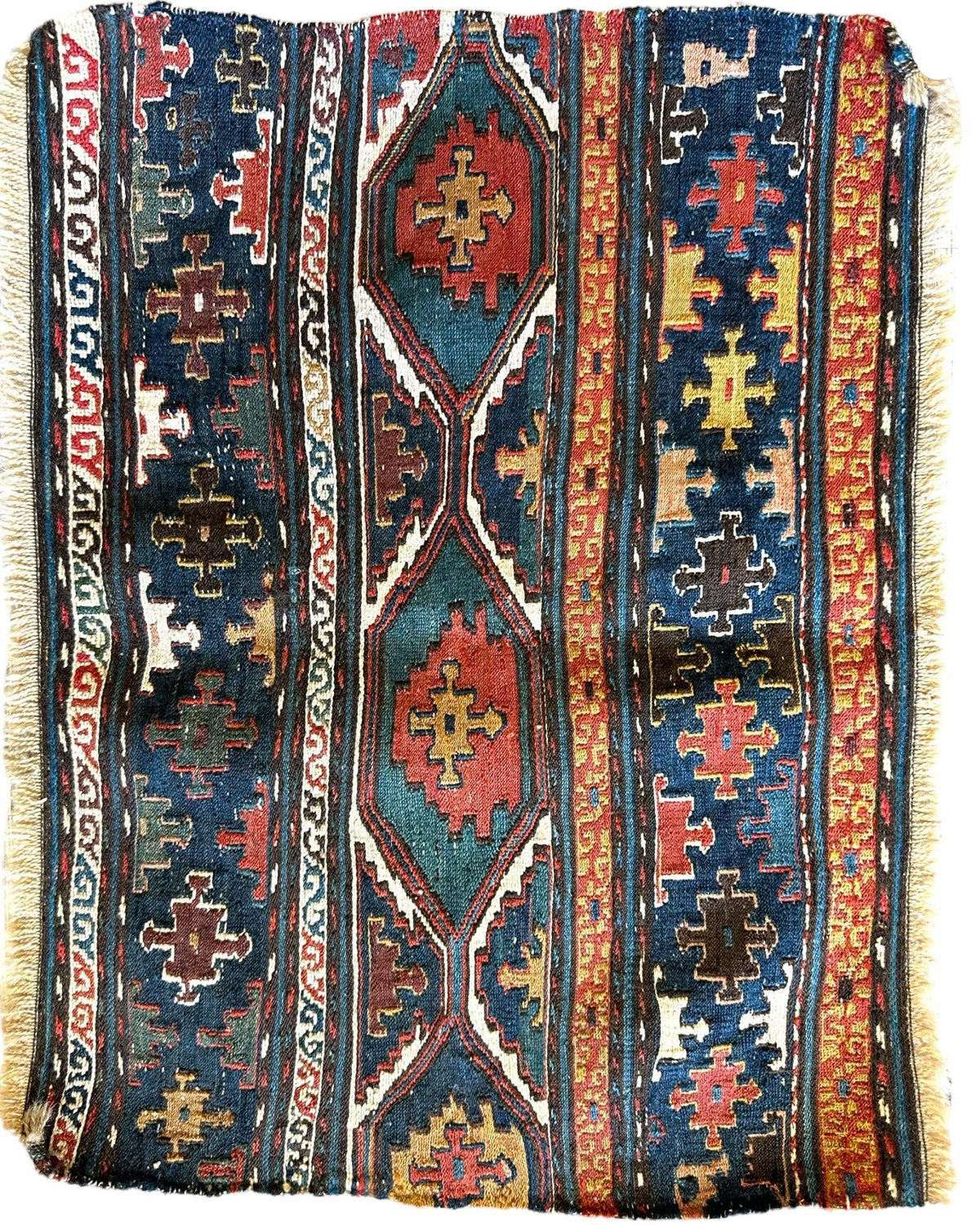 Antique Shahsavan Cradle Panel 16" x 18", Hand-Knotted Wool, c. 1900