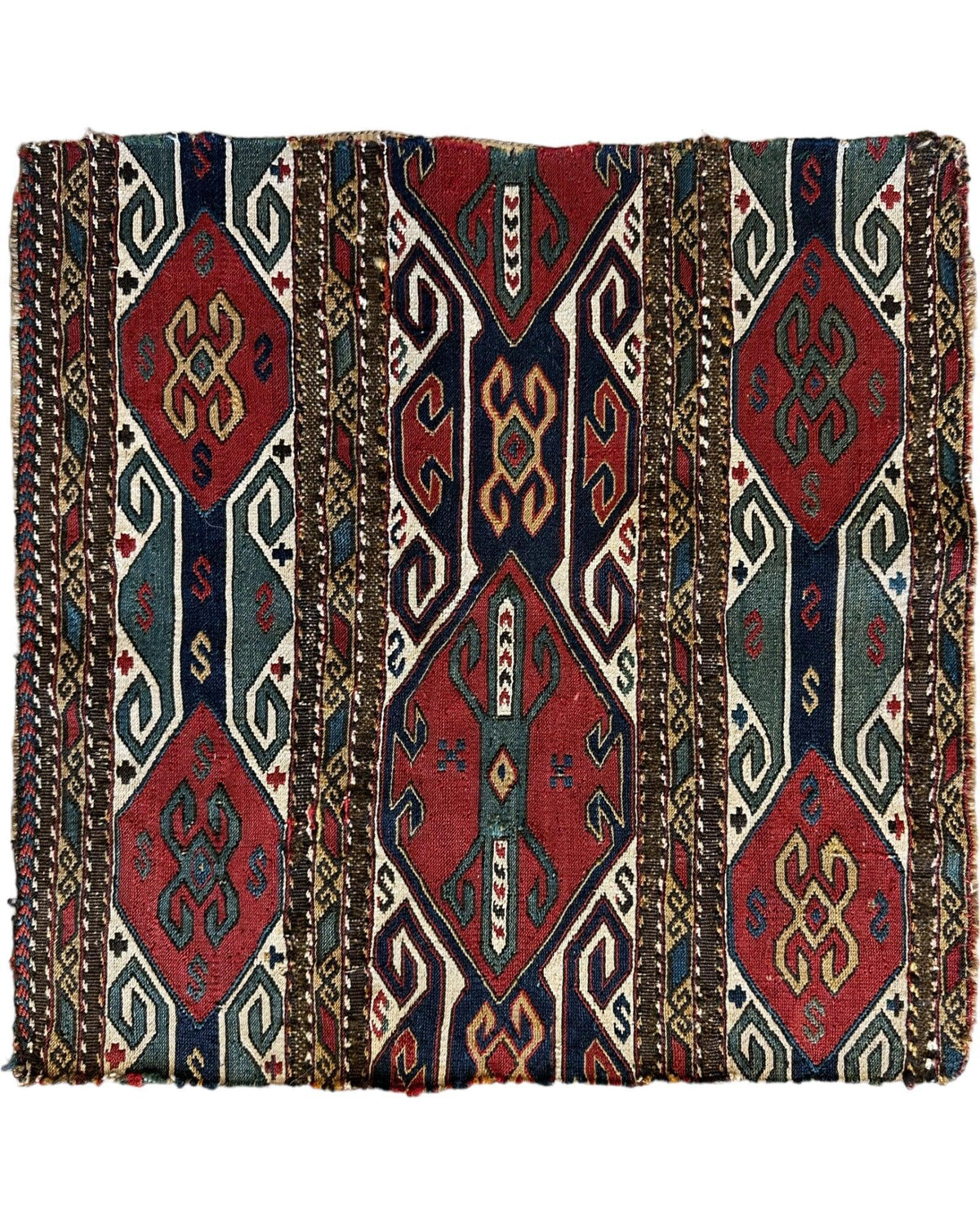 Antique Caucasian Cradle Panel 18" x 18", Hand-Knotted Wool, c. 1900