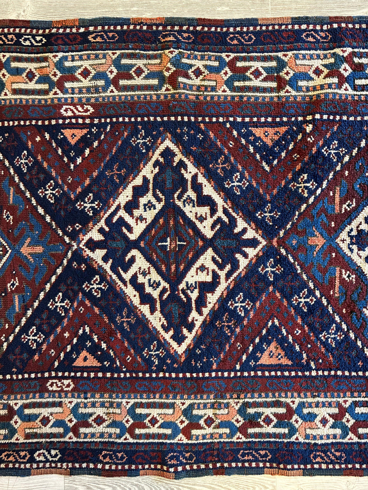 Antique Persian Kurdish Rug 3'6" x 6'3", Hand-Knotted Wool, 1920s, view 2