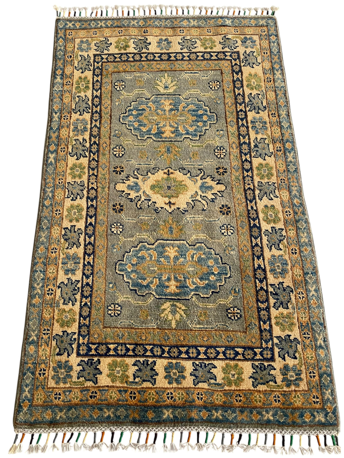 Afghani Rug 4x6 size range tribal Cream laid flat