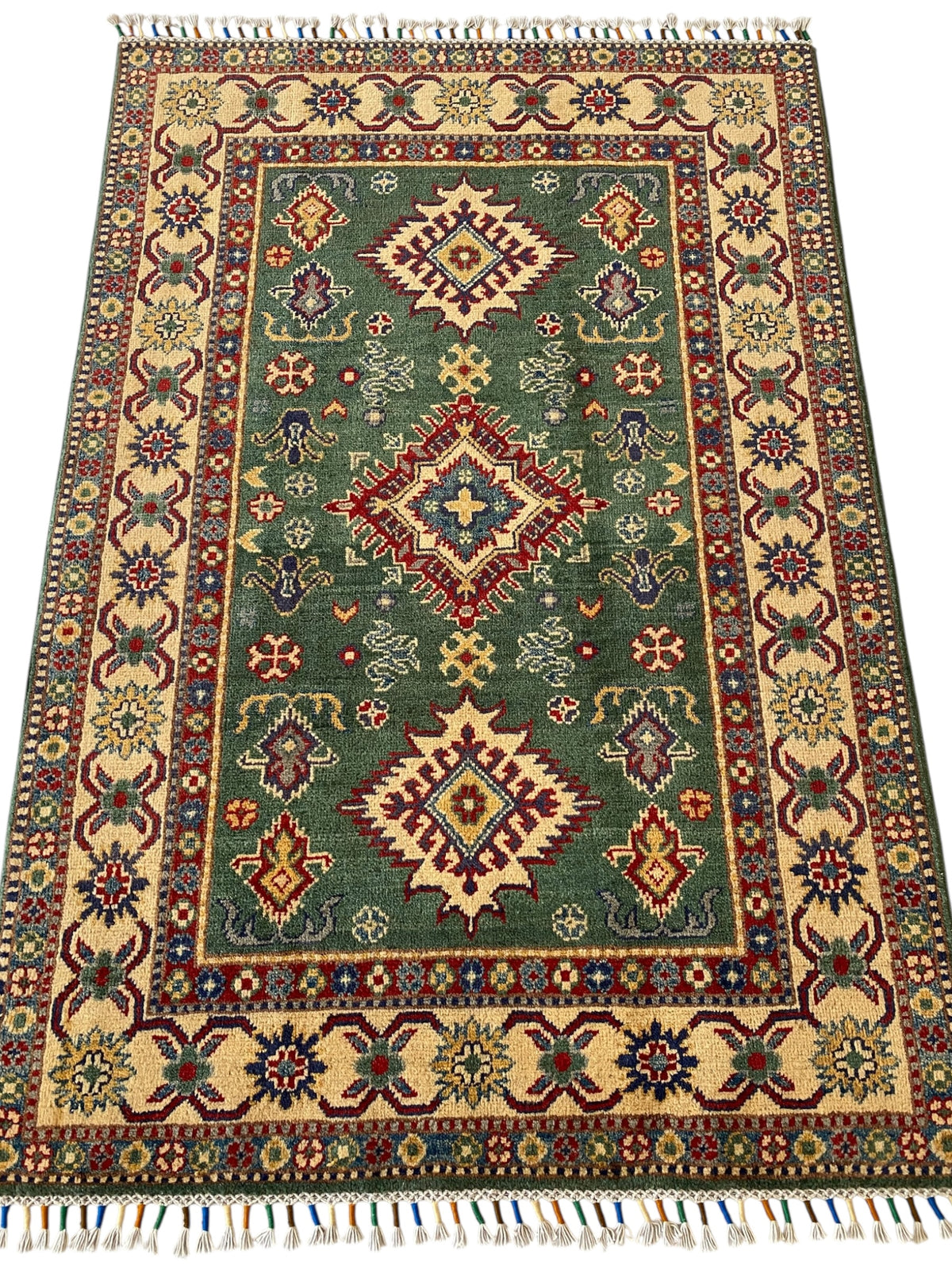 Afghani Rug 4x6 size range tribal Beige Brown laid flat