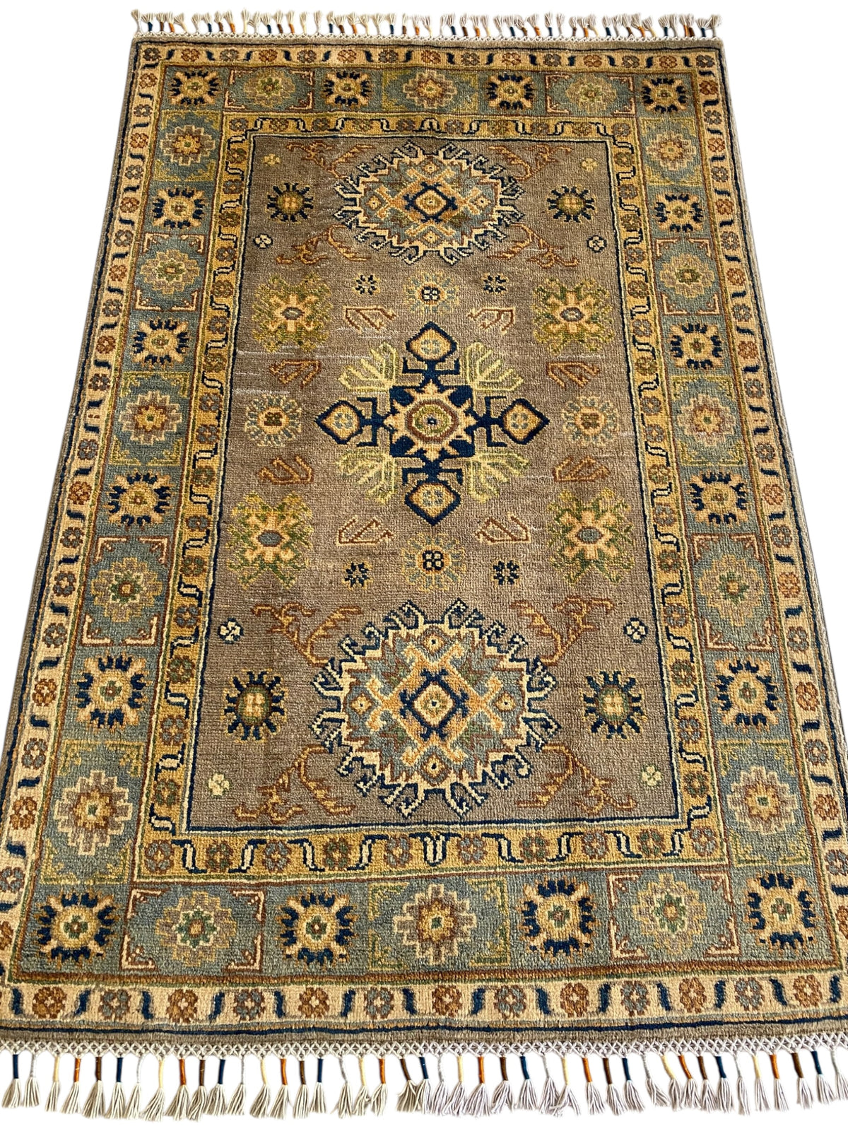 Afghani Rug 4x6 size range tribal Cream laid flat