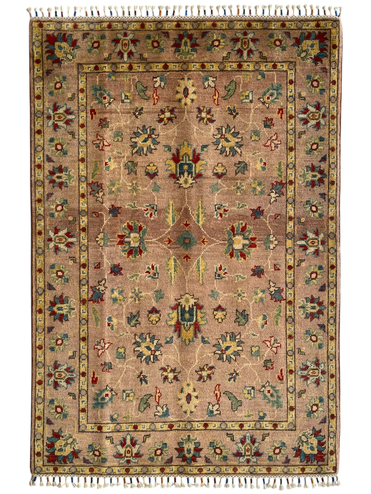 Afghani Rug 4x6 size range tribal Pink laid flat