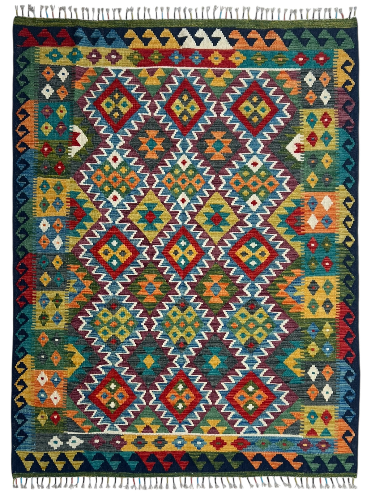 Afghani Kilim 5x8 size range tribal laid flat