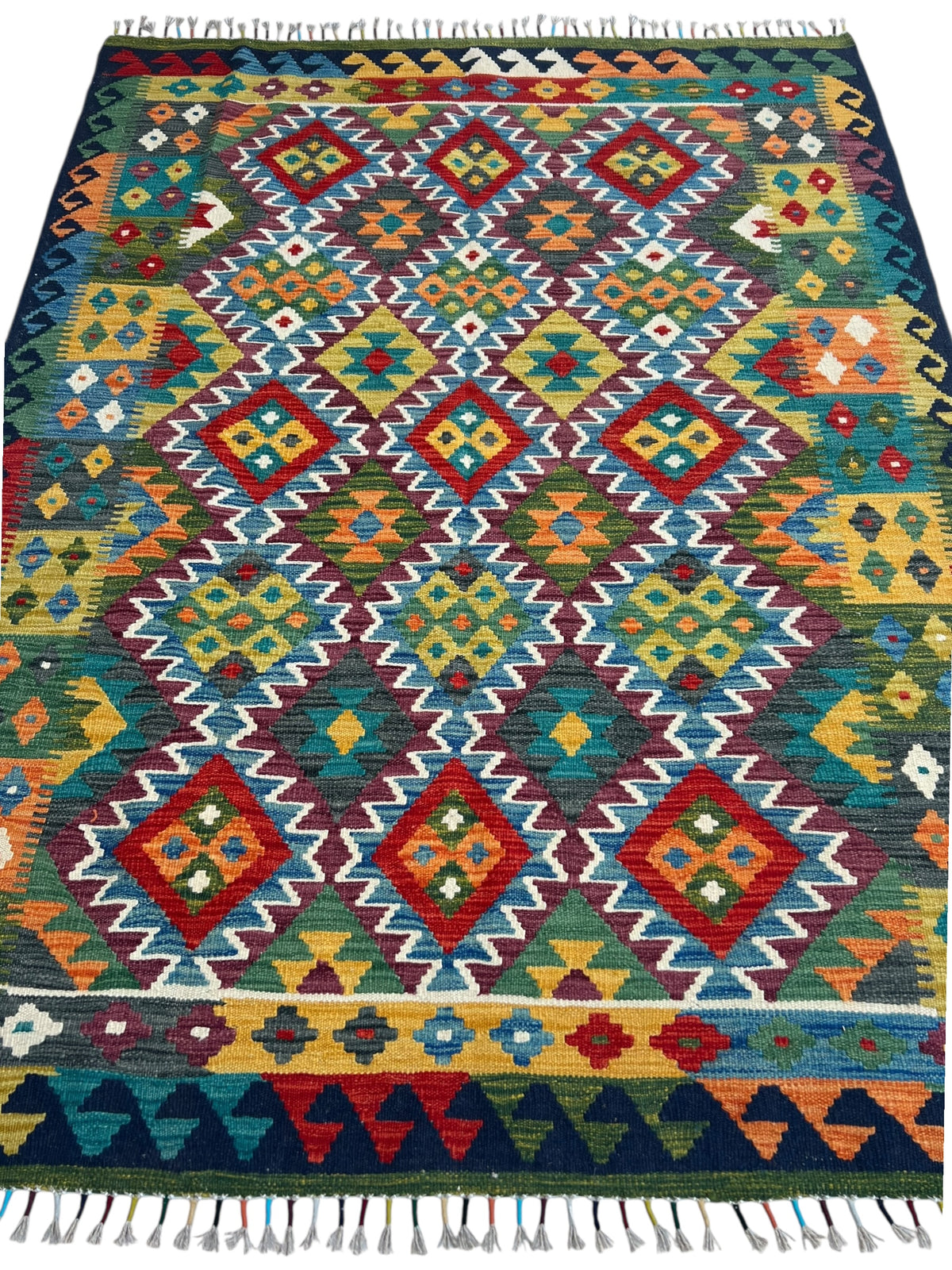 Afghani Kilim 5x8 size range tribal laid flat
