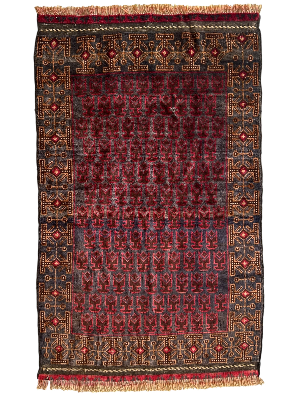 Afghani Rug 3x5 size range tribal Red laid flat