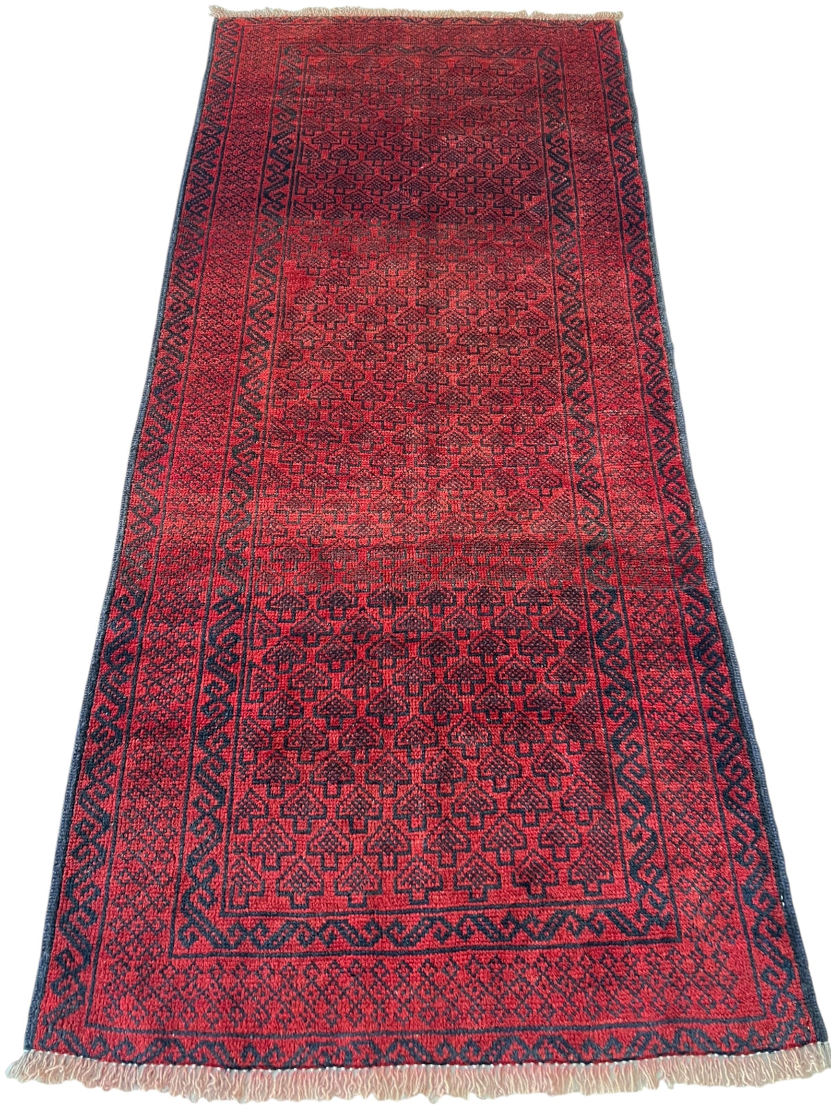 Afghani Rug 3x7 size range tribal Red laid flat