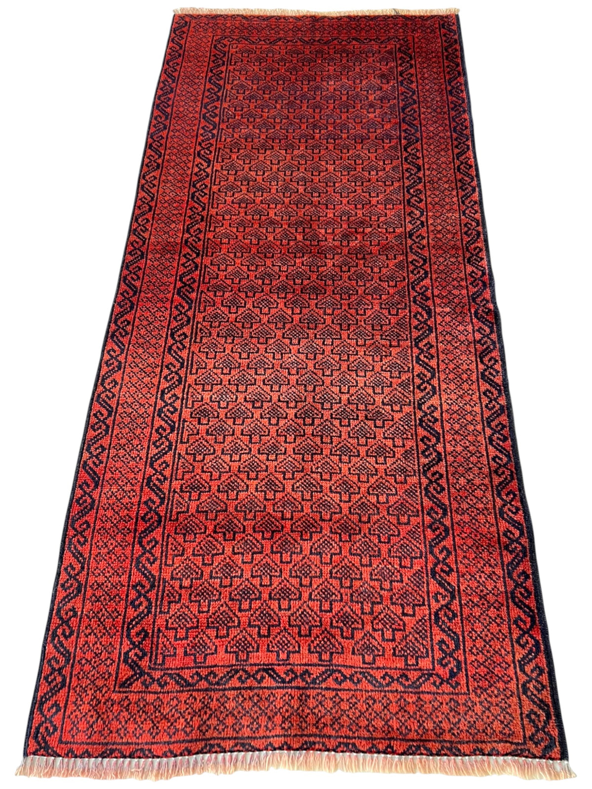 Afghani Rug 3x7 size range tribal Red laid flat