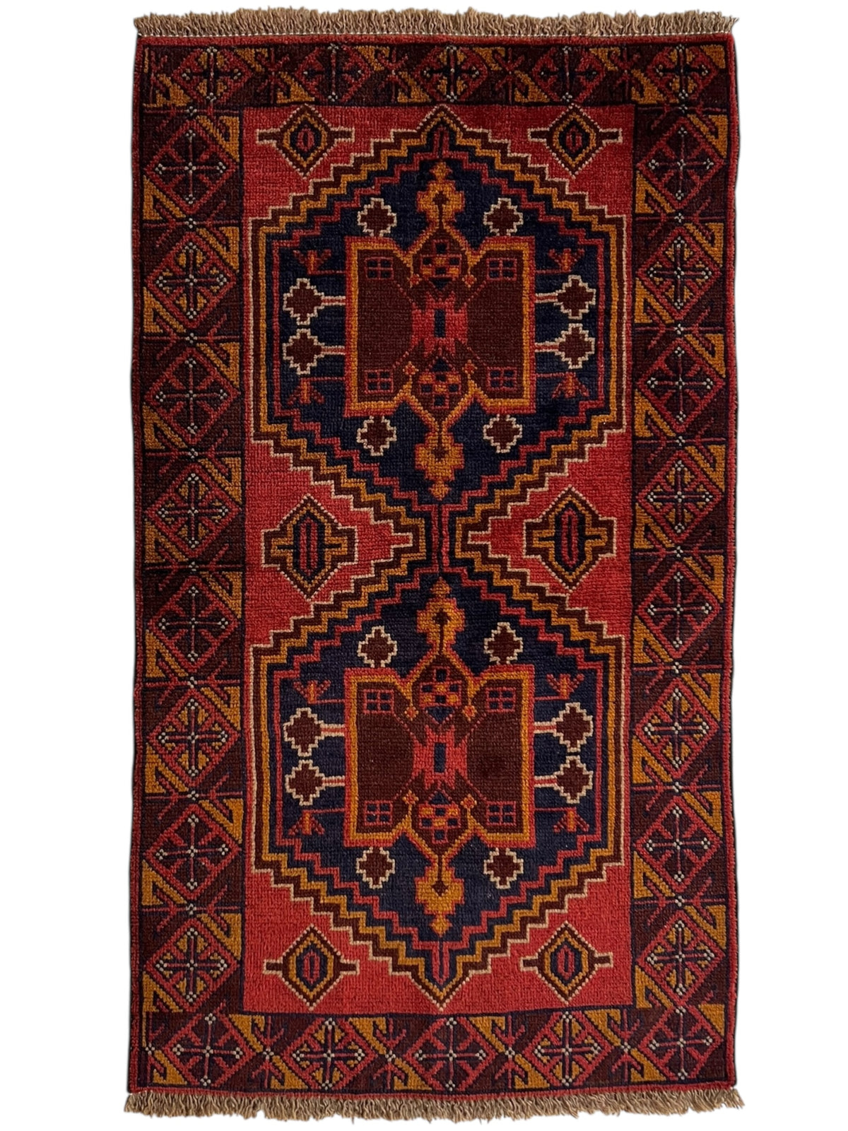 Afghani Rug 3x5 size range tribal Red laid flat