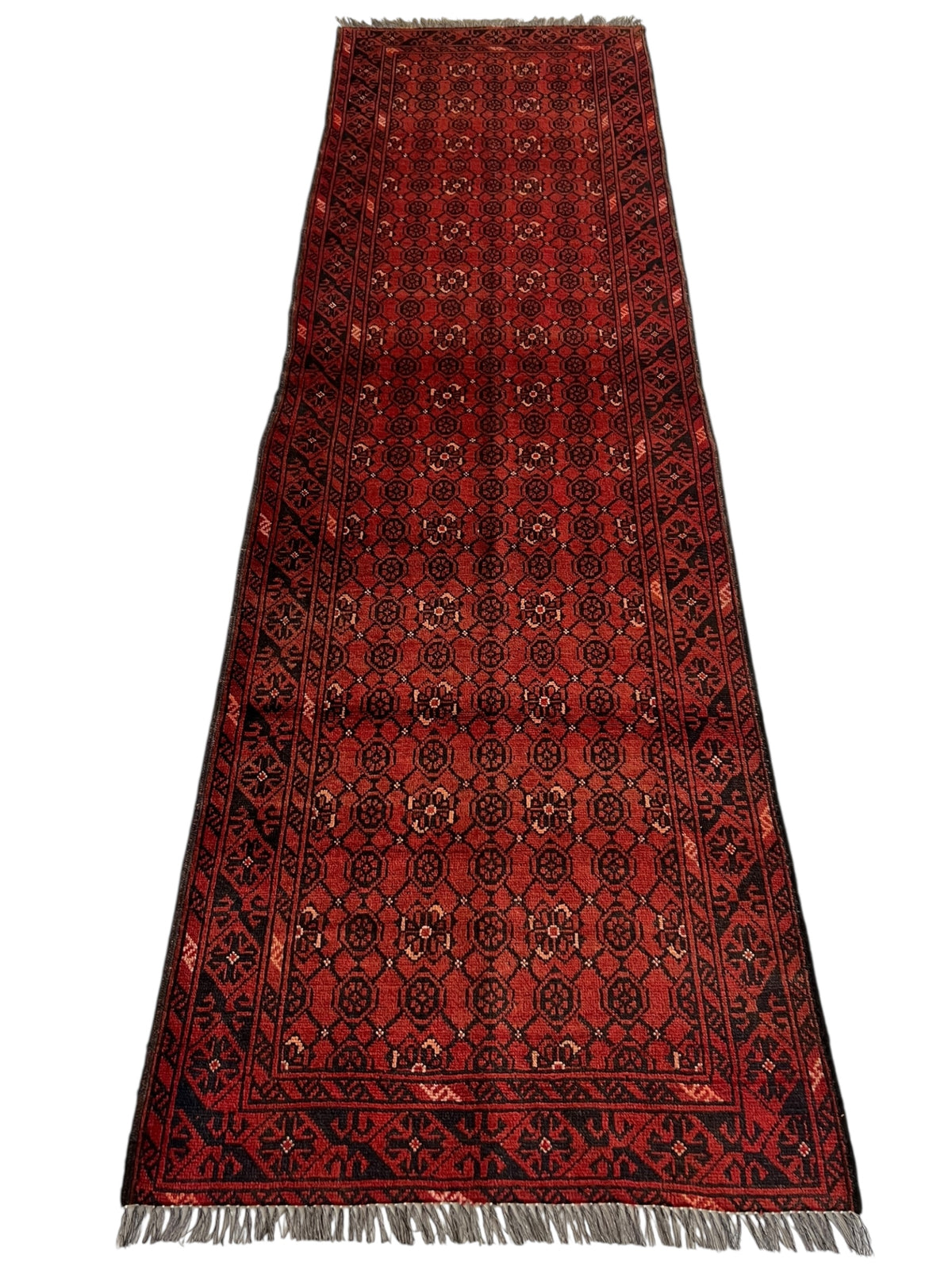 Afghani Runner runner size range tribal Red Blue laid flat