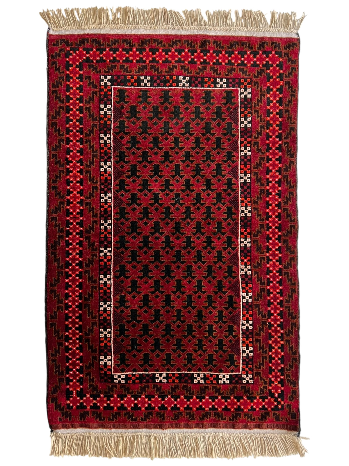 Afghani Rug 3x5 size range tribal Red laid flat