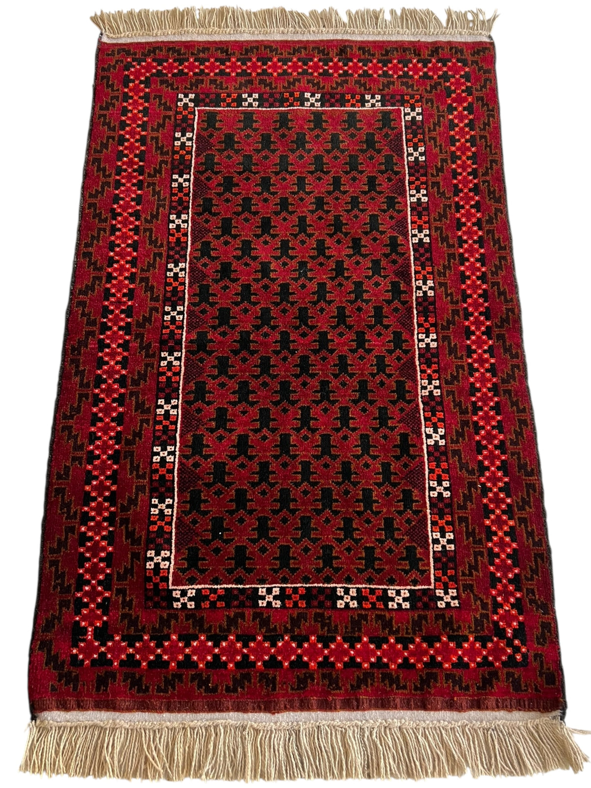 Afghani Rug 3x5 size range tribal Red laid flat