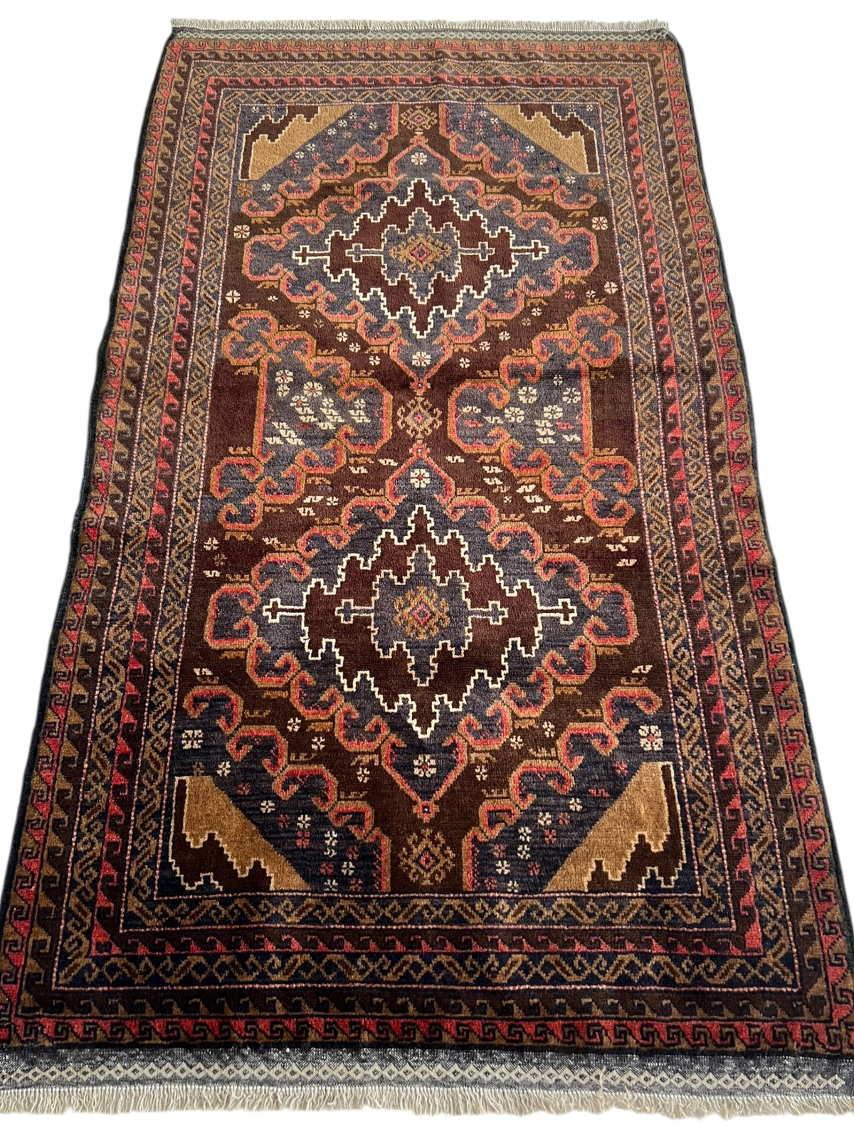 Herati Rug 4x6 | Brown, Rust & Navy | Hand-Knotted Wool