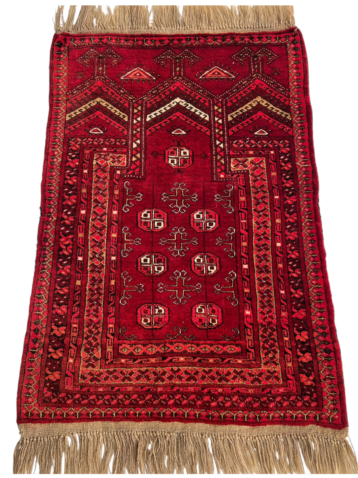 Prayer Rug 3x4 | Red, Rust & Ivory | Hand-Knotted Wool