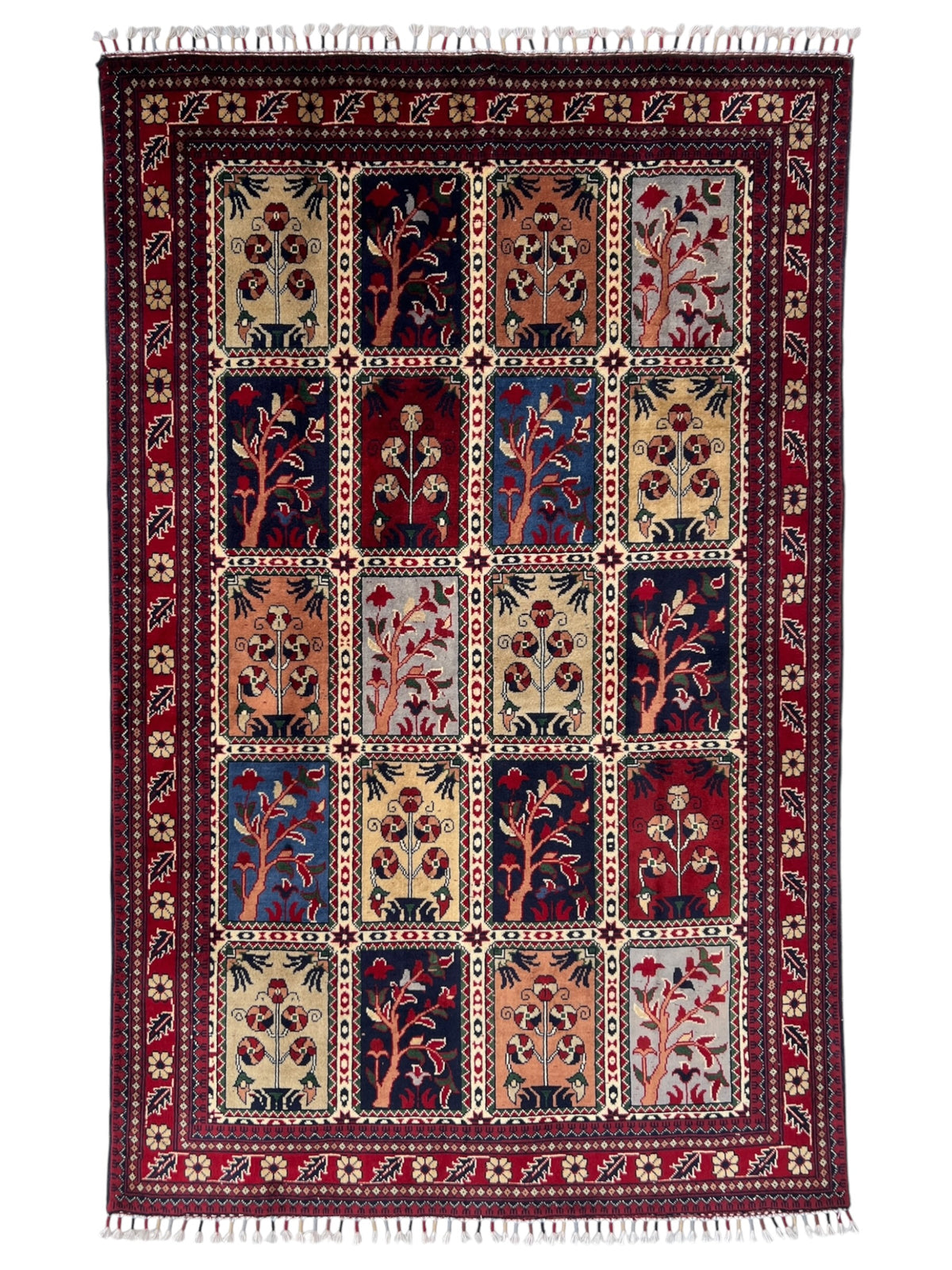 Bakhtiari Rug 3x5 | Navy, Red & Ivory | Hand-Knotted Wool