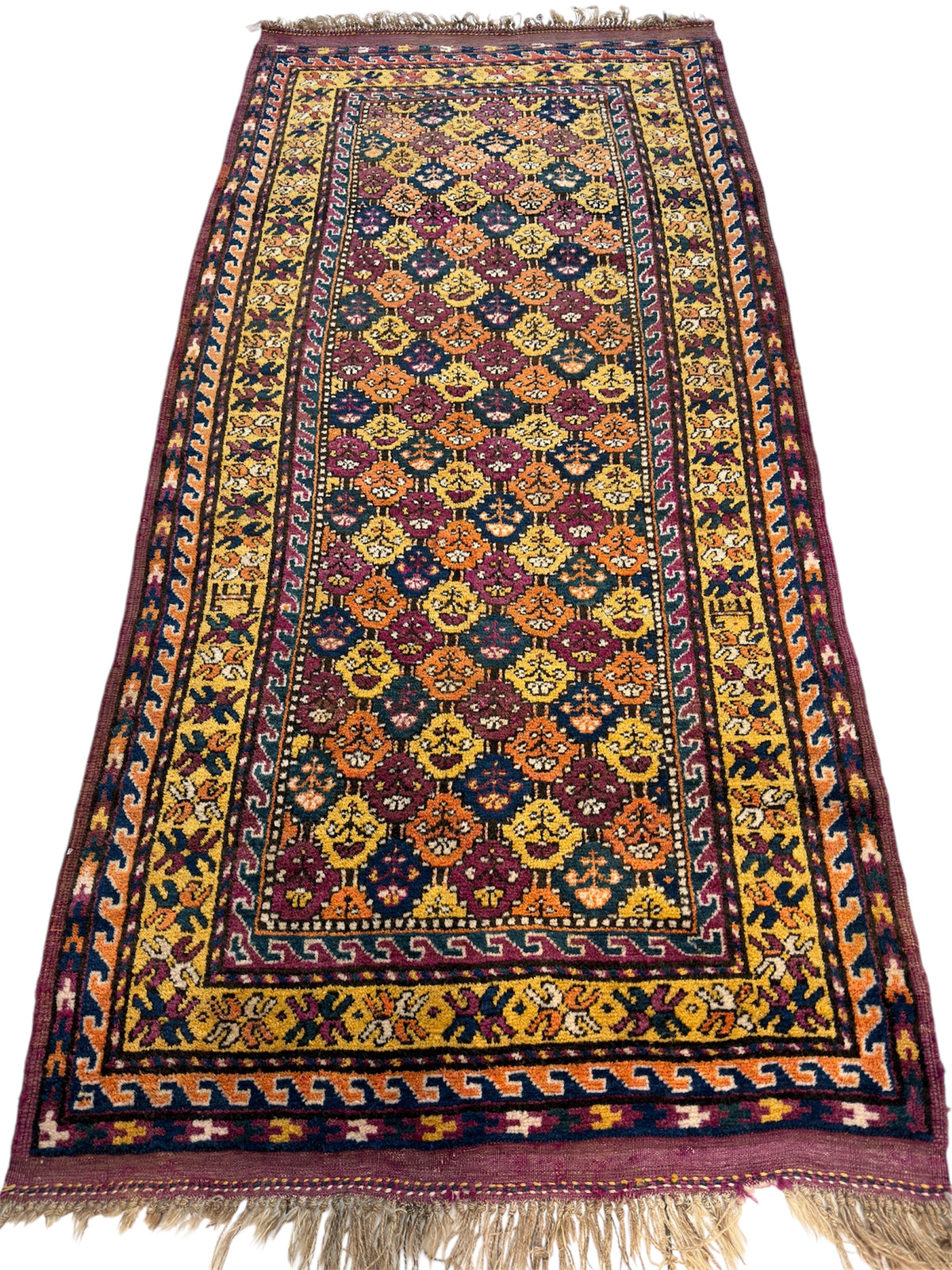 Antique Turkish Kurdish Rug 4' x 8'2", Hand-Knotted Wool, c. 1900, view 2