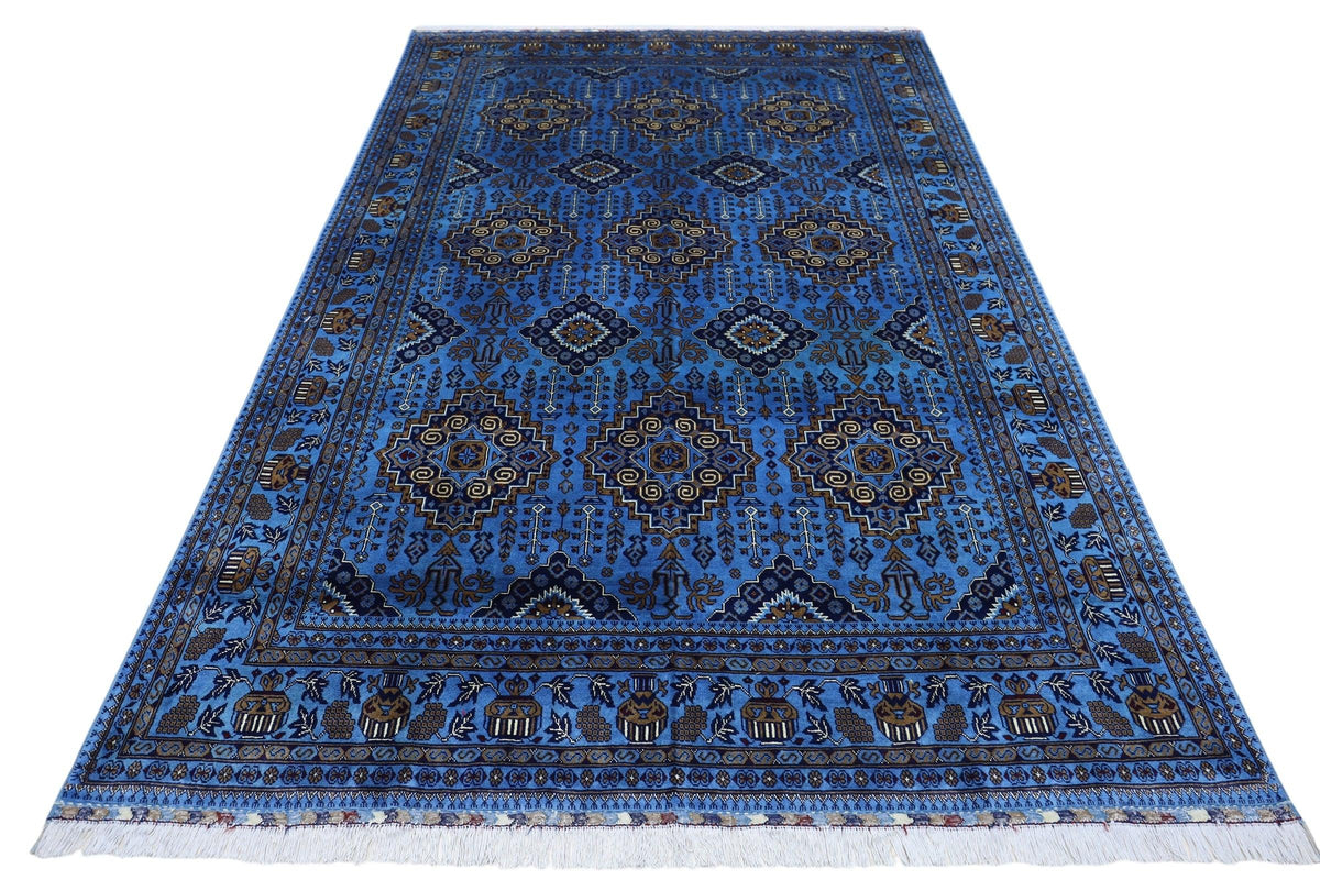 Afghan Zerkhaki Rug 6'6" x 10', Hand-Knotted Wool, Blue, view 2