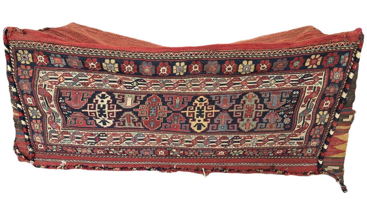 Antique Shahsavan Mafrash Panel 1'6" x 3'5", Hand-Woven Wool, Red