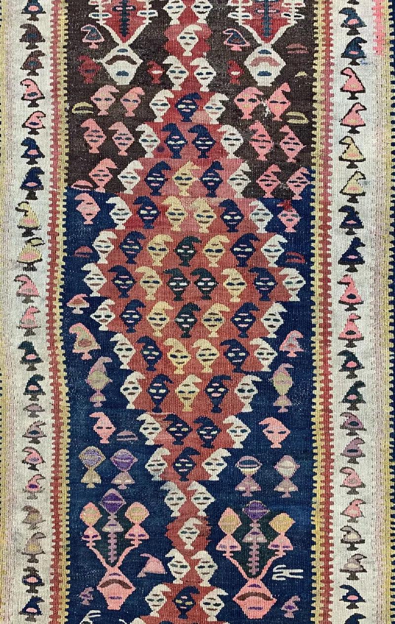 Antique Persian Bidjar Kilim Runner 3'8" x 10'10", Hand-Woven Wool, view 2