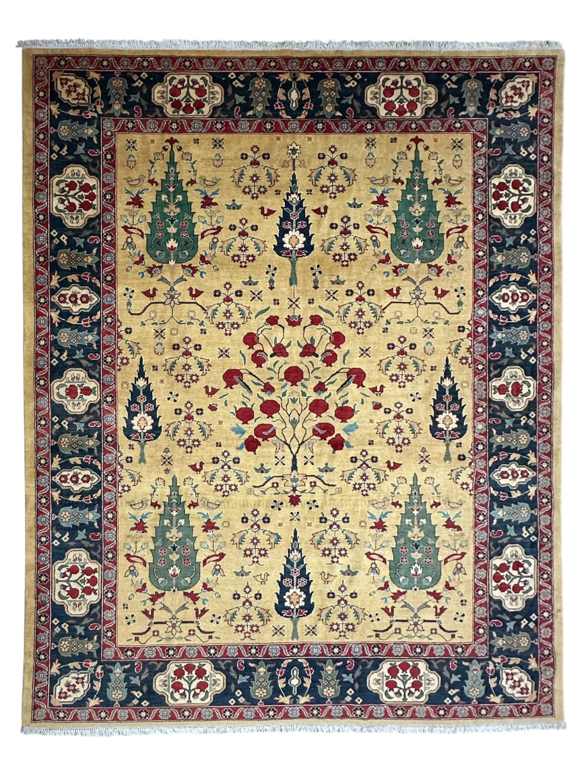 Afghan Kazak Rug 9' x 12', Hand-Knotted Wool, Tree of Life