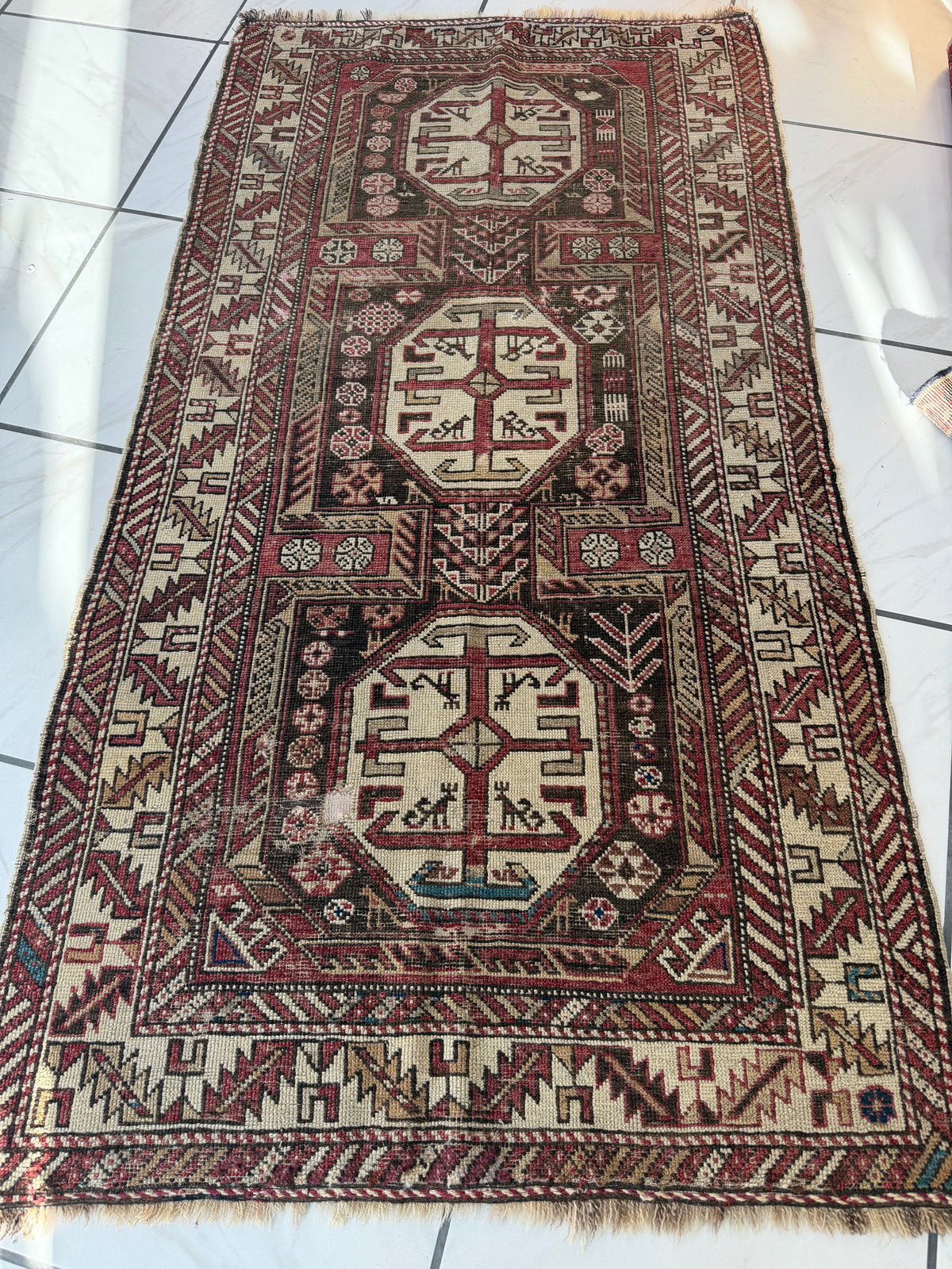 Antique Caucasian Shirvan Rug 3'5" x 6'3", Wool, c. 1900, view 2