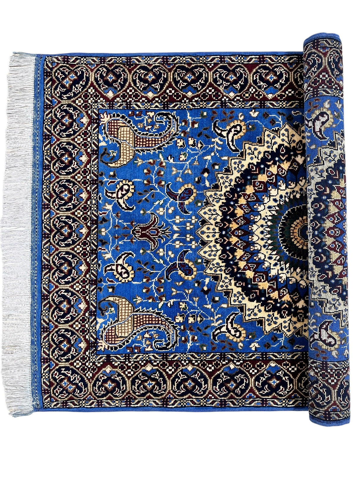 Afghan Rug 3x5, Blue, Navy & Ivory, Hand-Knotted Wool, view 2