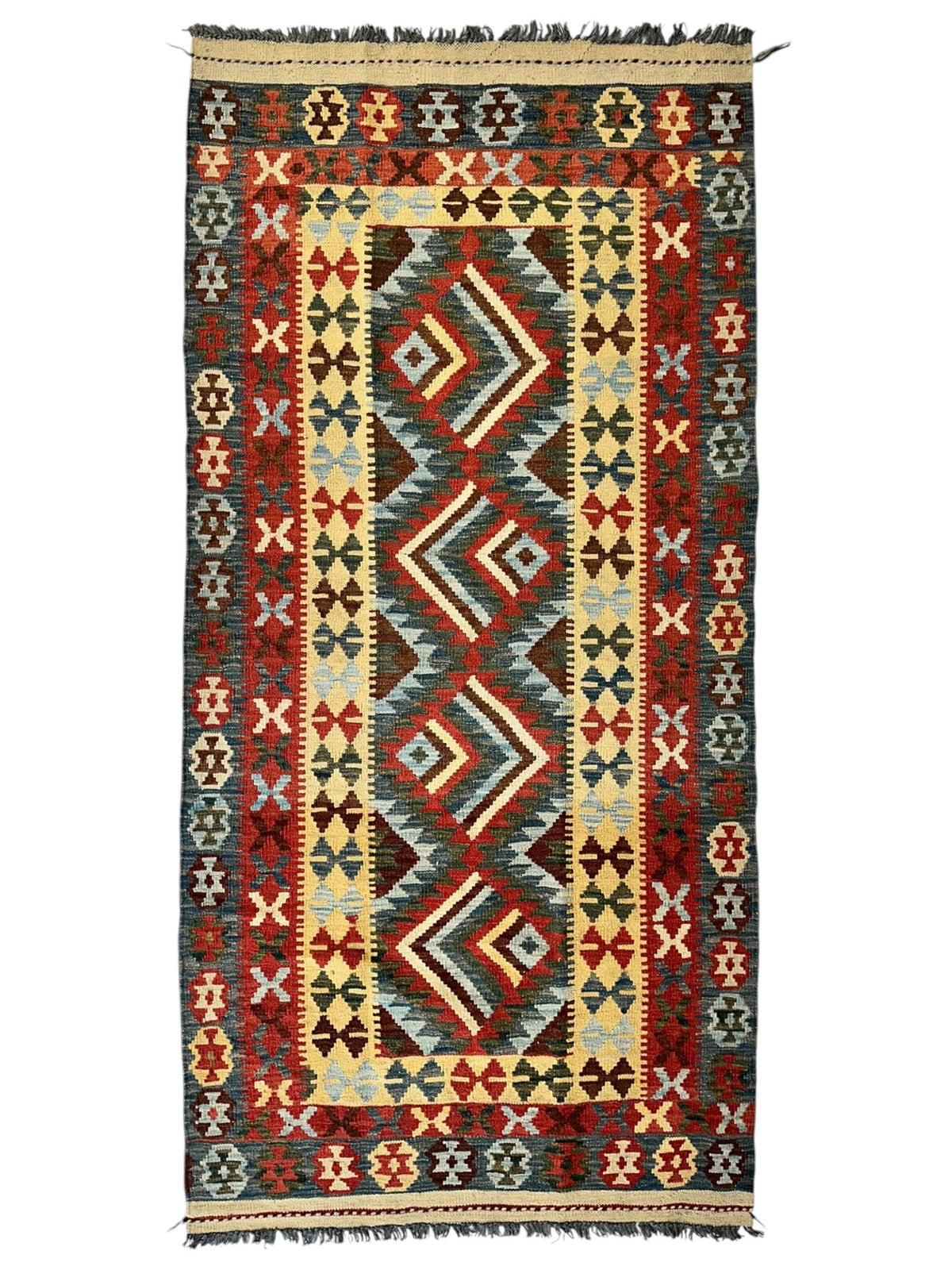 Afghan Maimana Kilim Rug 3'3" x 6'7", Hand-Woven