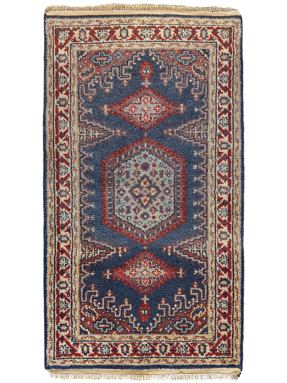 Indian Oushak Rug 3' x 5'2", Hand-Knotted Wool, Ivory & Beige