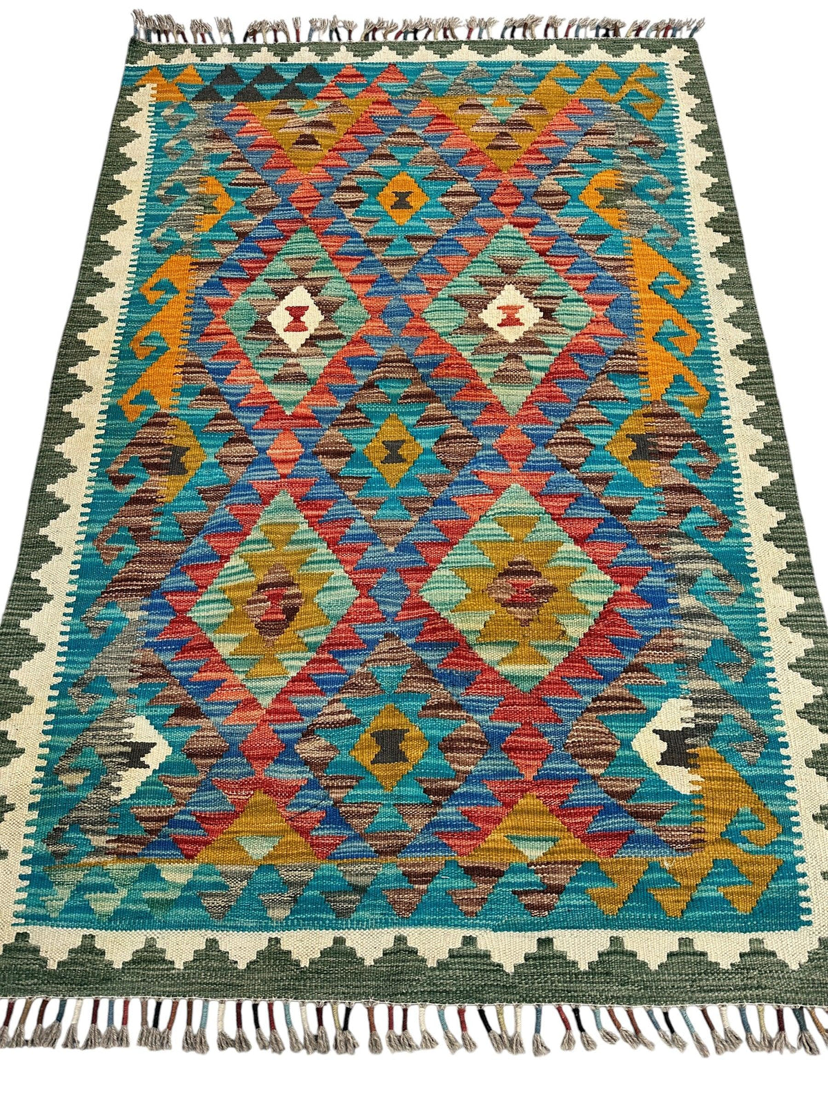 Afghan Maimana Kilim Rug 3'4" x 5', Hand-Woven Wool, view 2