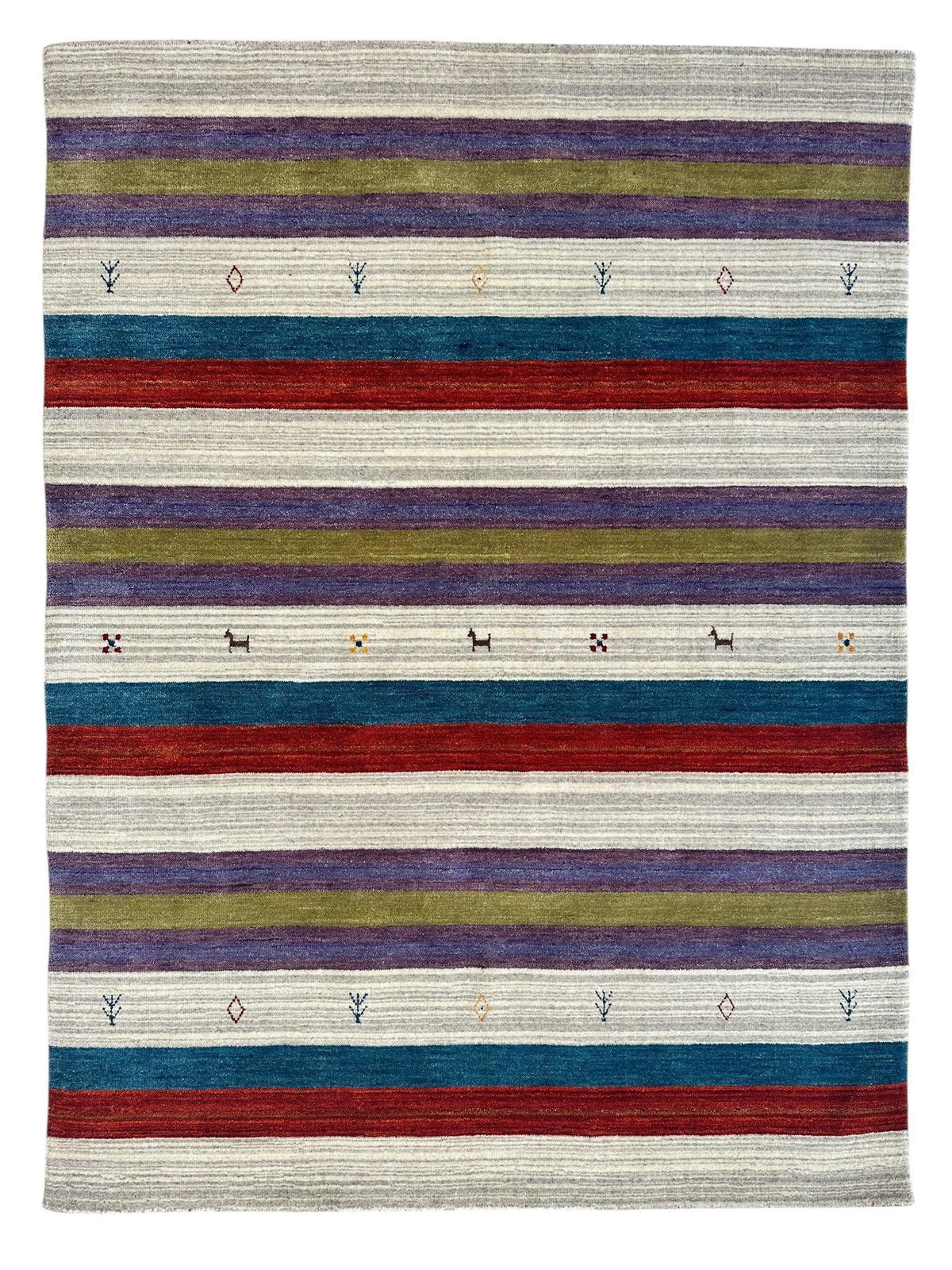 Indian Gabbeh Rug 4'10" x 6'5", Hand-Loomed Wool & Bamboo Silk, Blue
