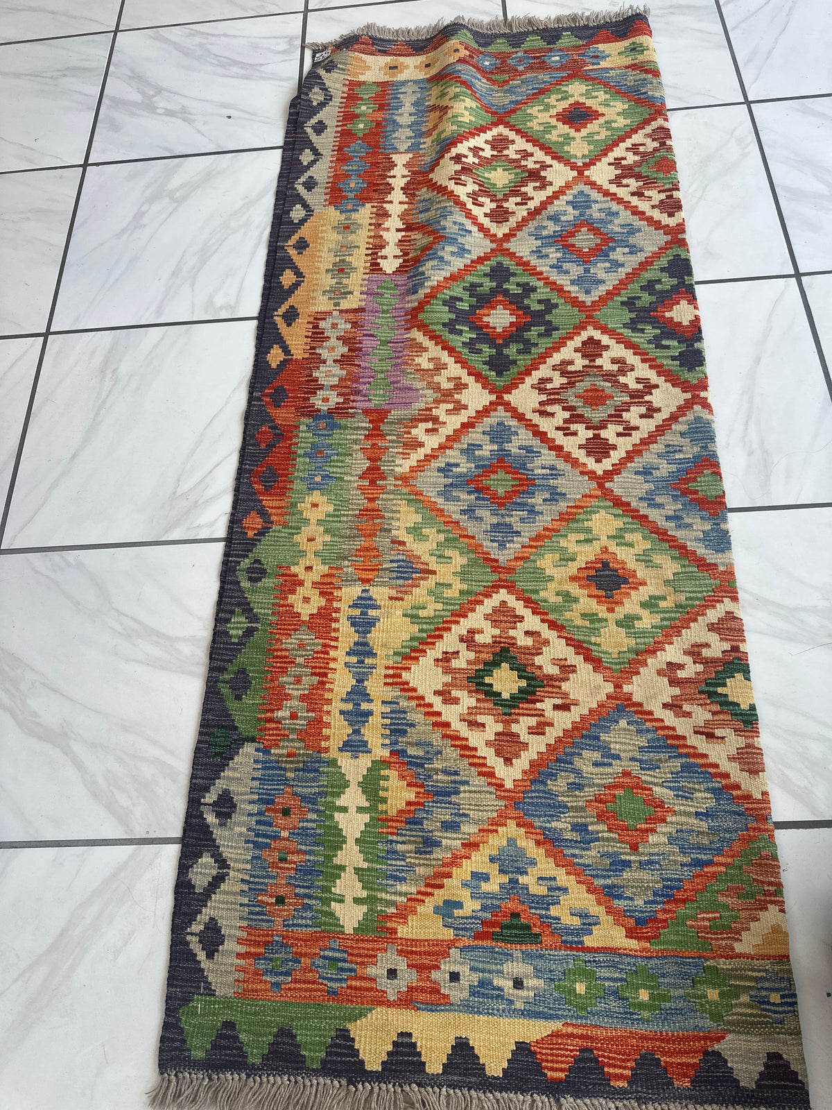 Afghan Kilim Rug 5'1" x 7'4", Hand-Woven Wool