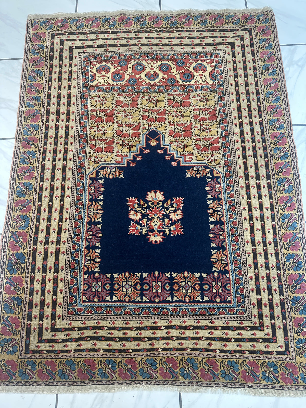 Antique Turkish Ghiordes Prayer Rug 4'3" x 5'10", view 2