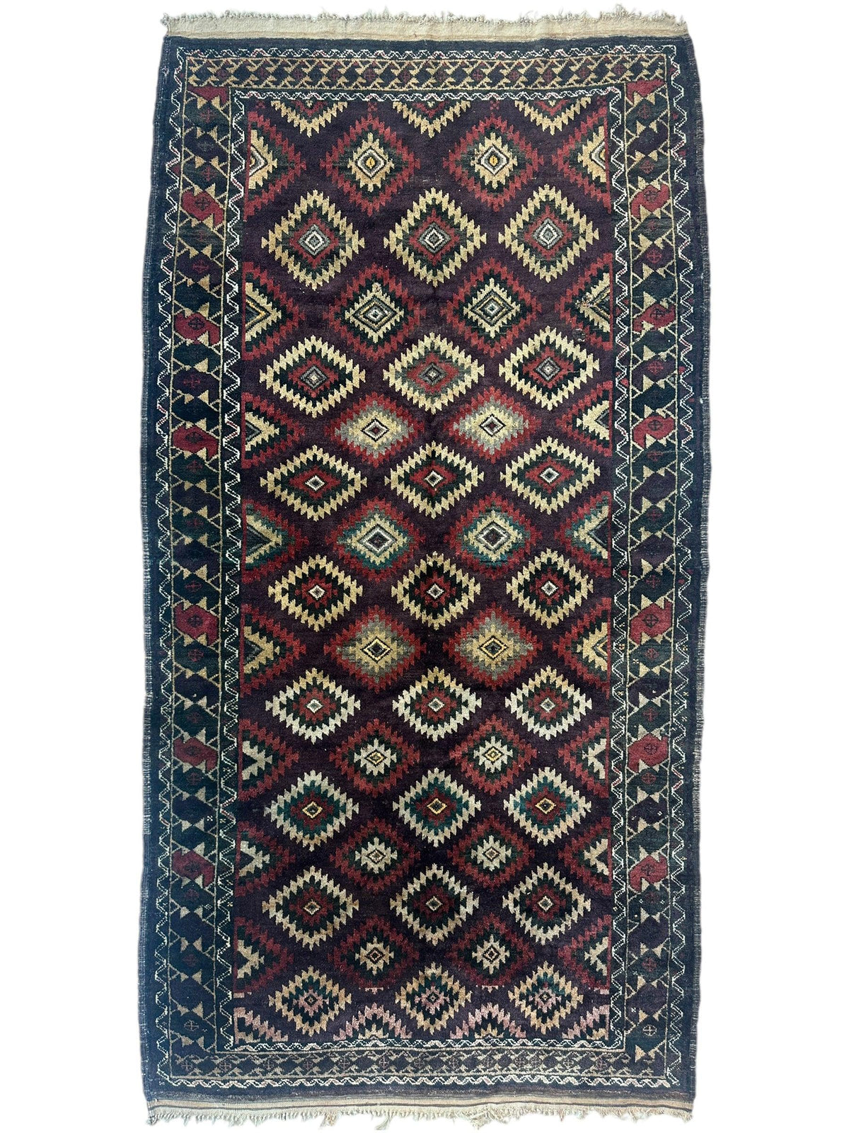Antique Afghan Baluch Rug 4'5" x 8'6", Hand-Knotted Wool, c. 1900