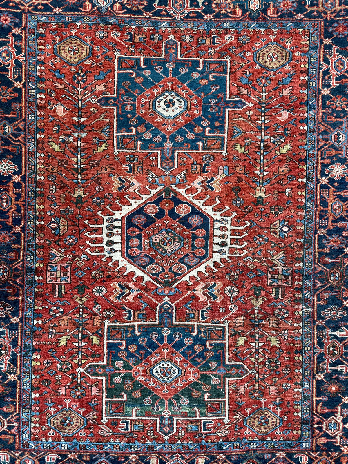 Antique Persian Karaja Rug 4'9" x 6', Hand-Knotted Wool, c. 1900, view 2