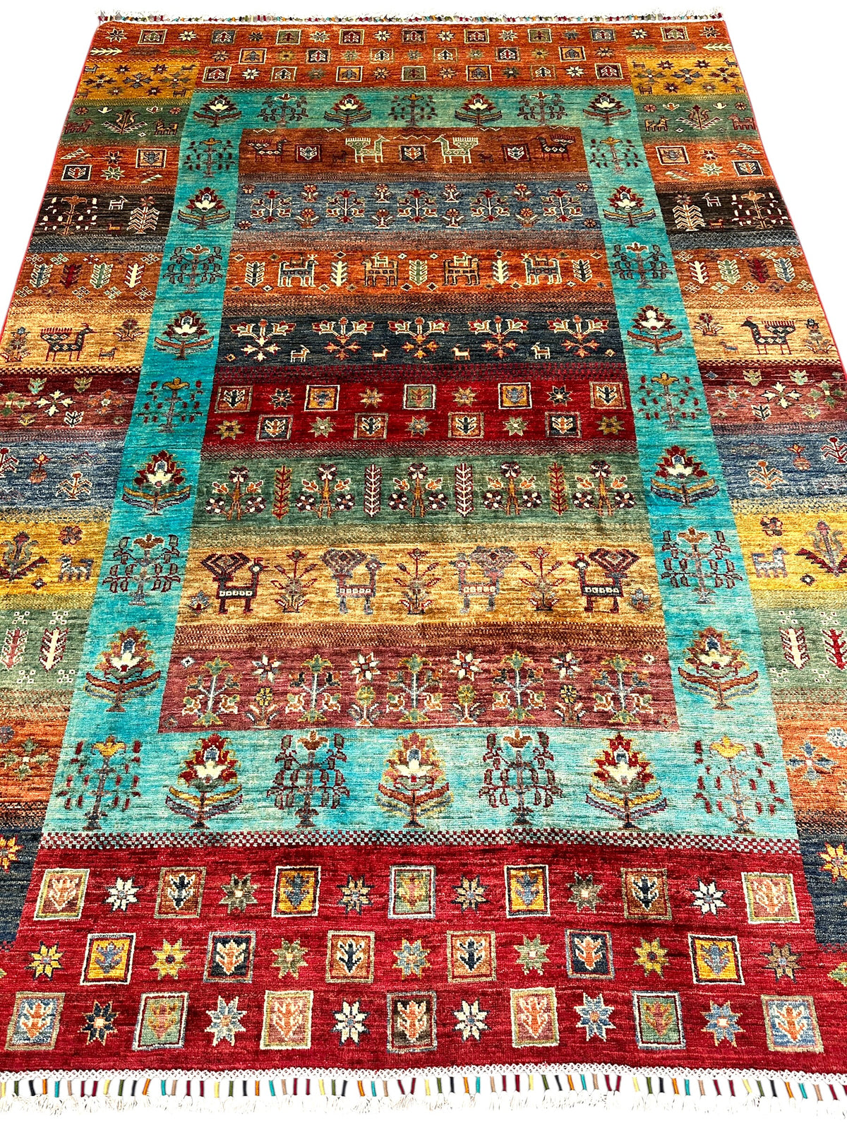 Afghan Gabbeh Rug 5'9" x 8'1", Hand-Knotted Ghazni Wool, Tree of Life, view 2