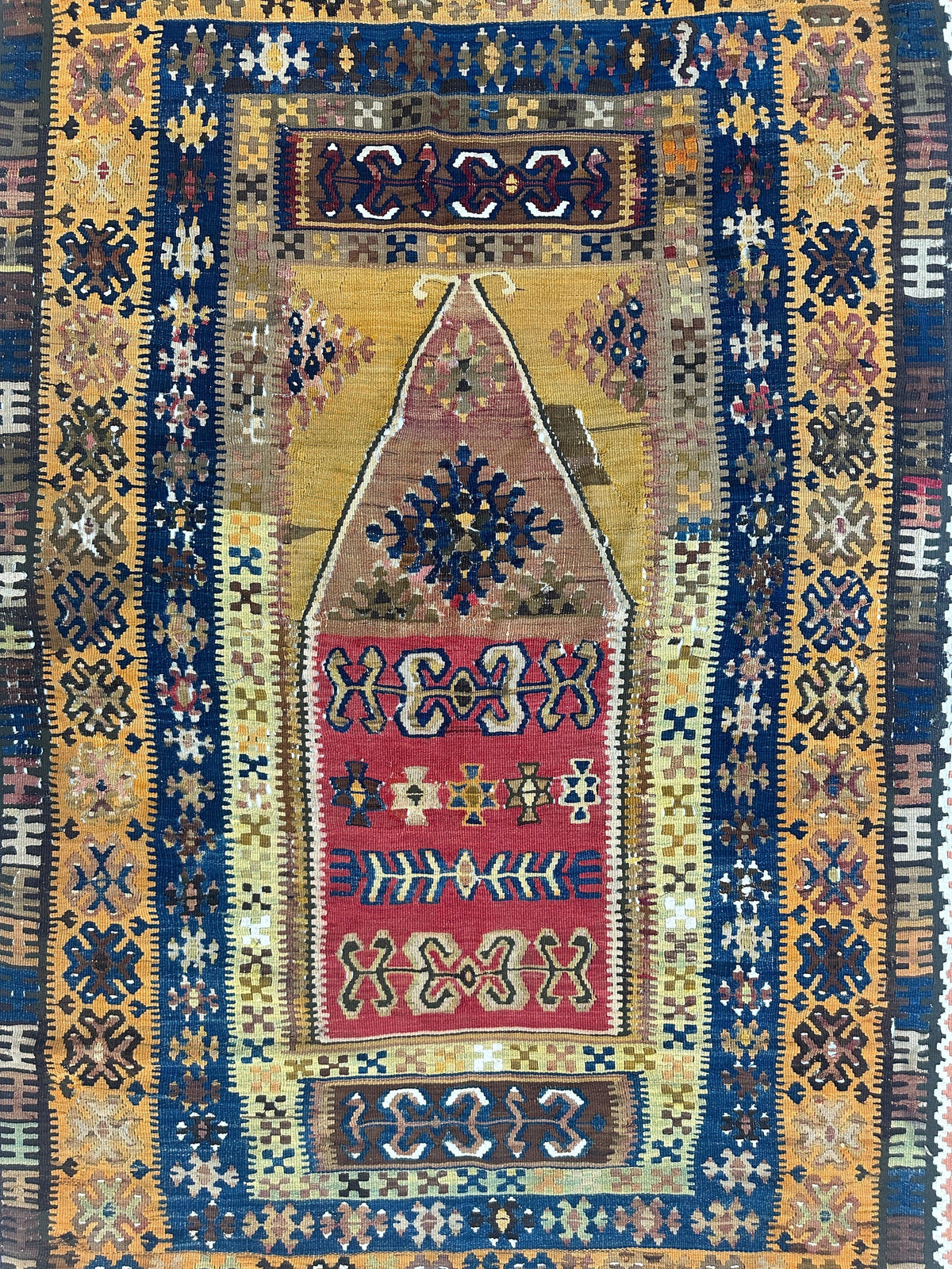 Antique Turkish Prayer Rug 4' x 6'6", Hand-Knotted Wool, 1920s, view 2