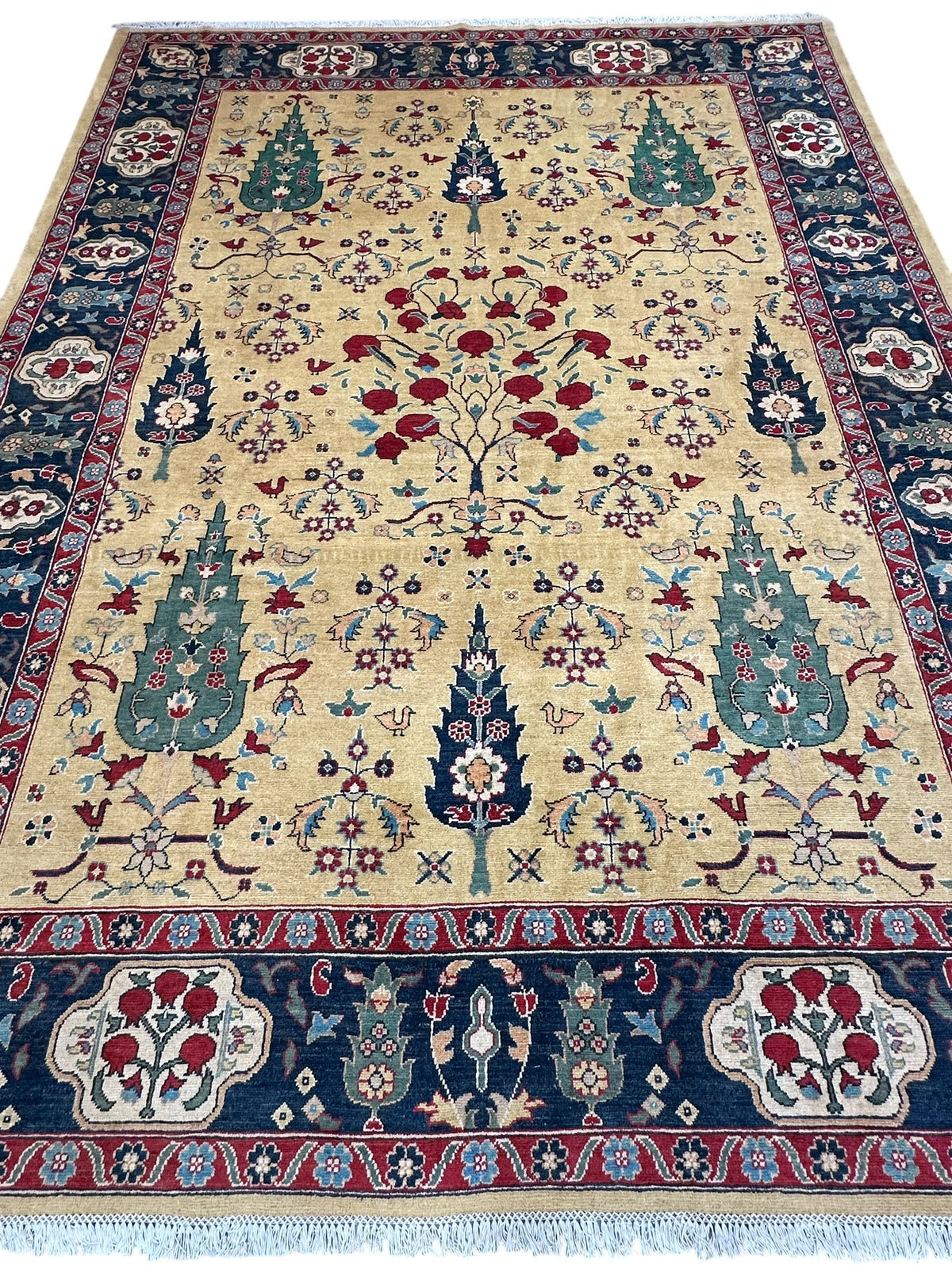Afghan Kazak Rug 9' x 12', Hand-Knotted Wool, Tree of Life, view 2