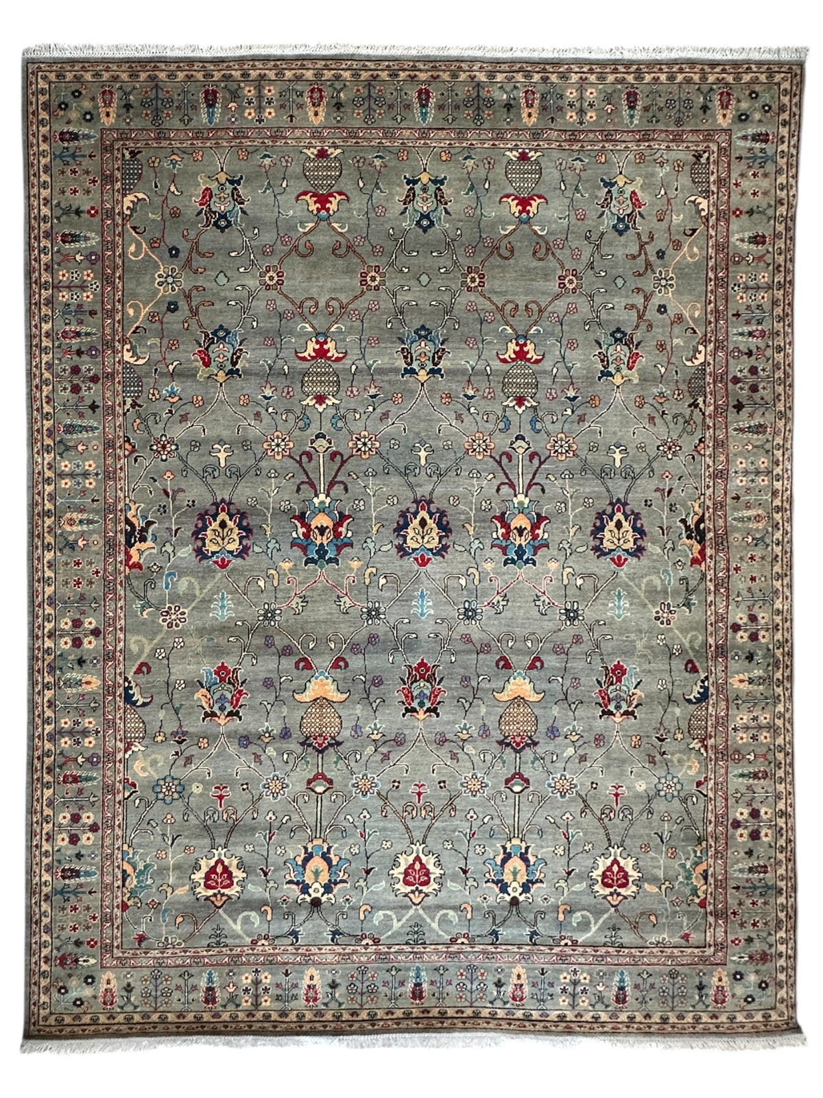 Afghan Kazak Sultani Rug 9' x 11'11", Hand-Knotted Wool, Gray