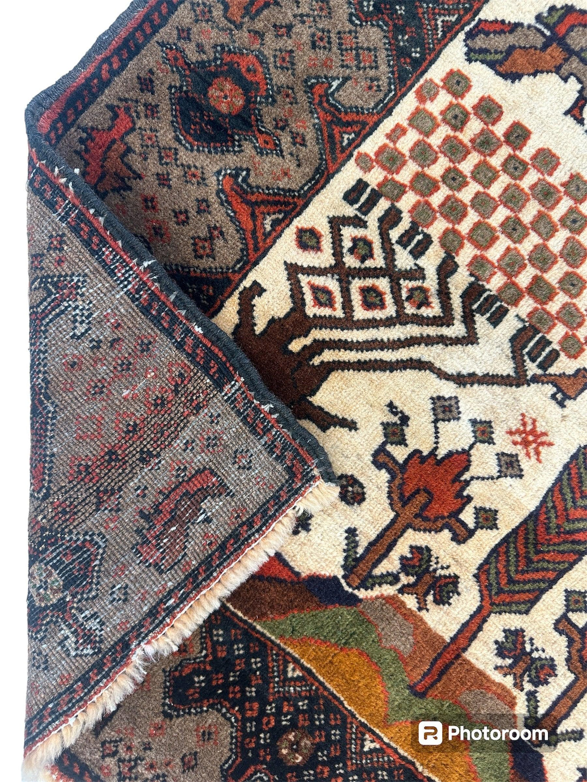 Vintage Persian Baluch Rug 2'10" x 4'8", Hand-Knotted Wool, 1940s, view 2