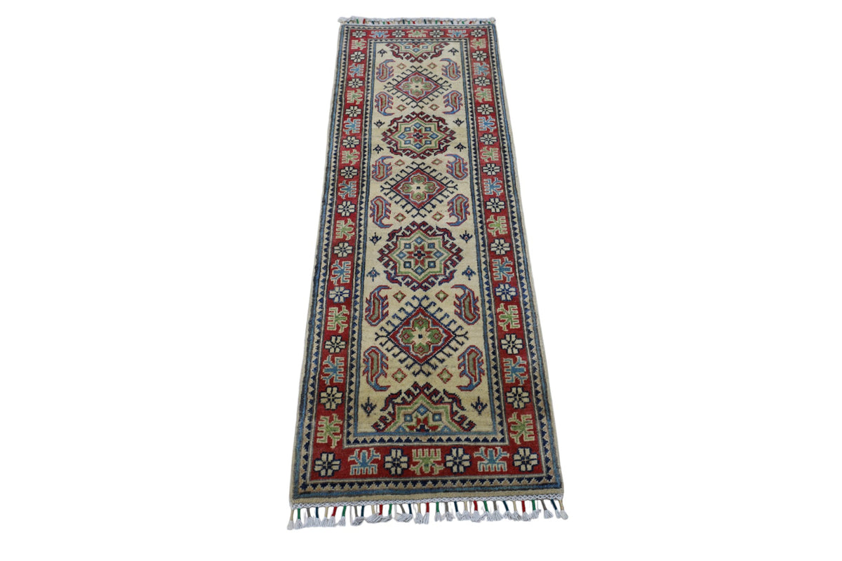 Afghani Rug 2x6 size range tribal Cream laid flat