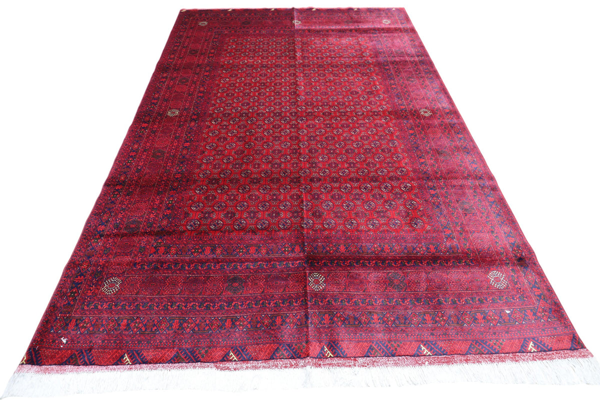 Afghan Turkmen Rug 6x9, Red, Burgundy & Navy, Hand-Knotted Wool, view 2