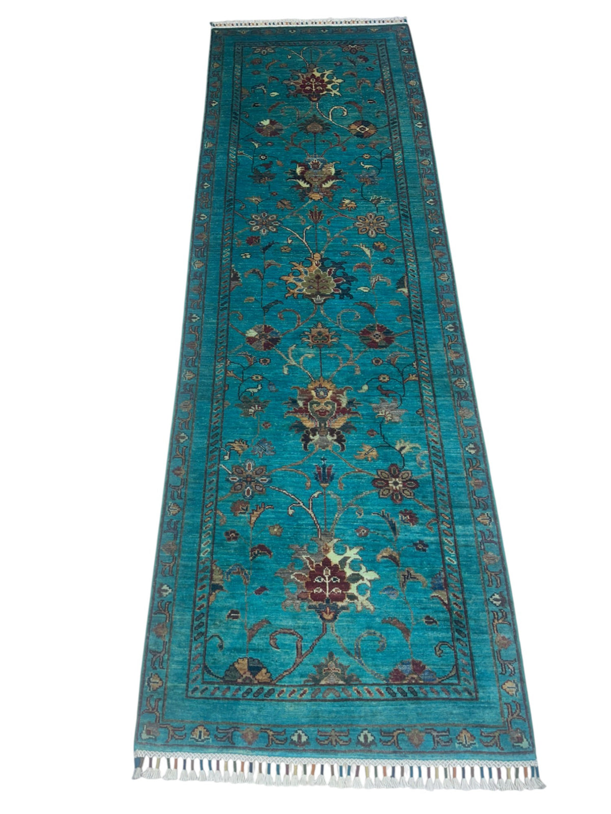 Afghan Super Kazak Runner 2'11" x 9'9", Hand-Knotted Ghazni Wool, Blue