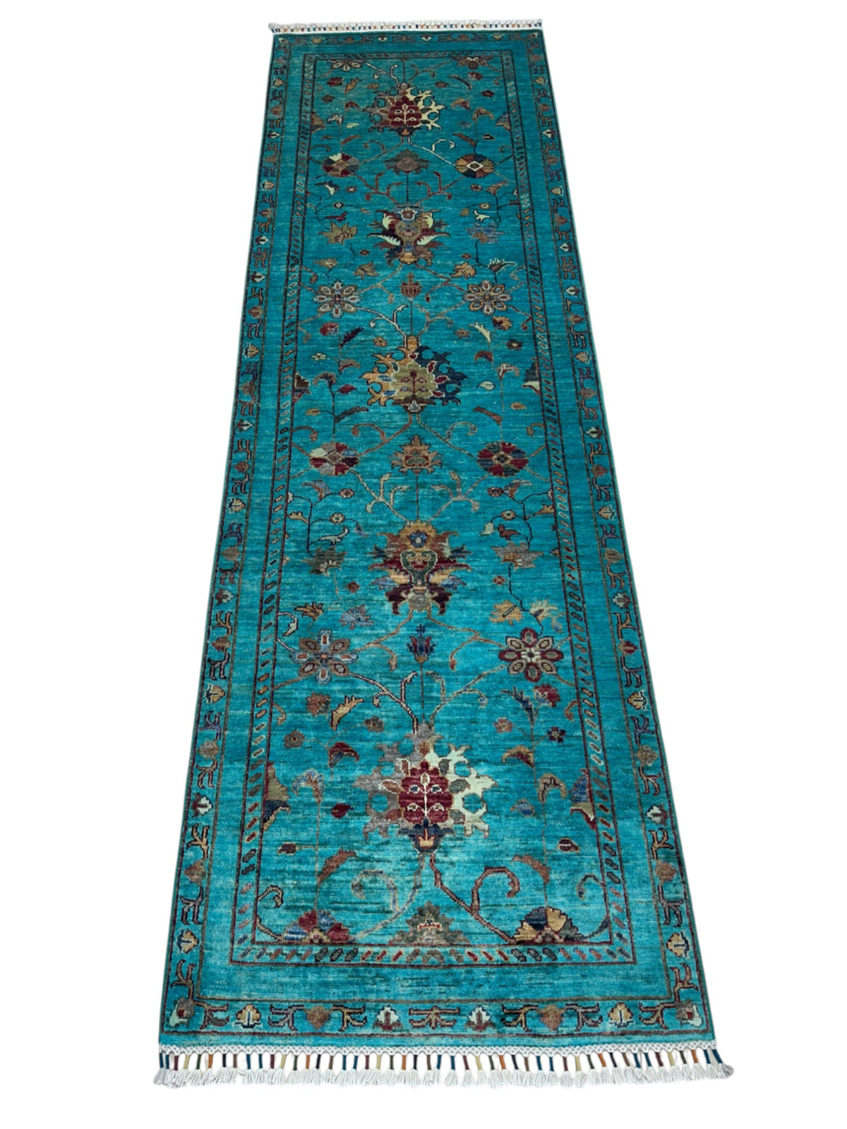 Afghan Chobi Sultani Runner 2'7" x 8'7", Hand-Knotted Wool, Blue